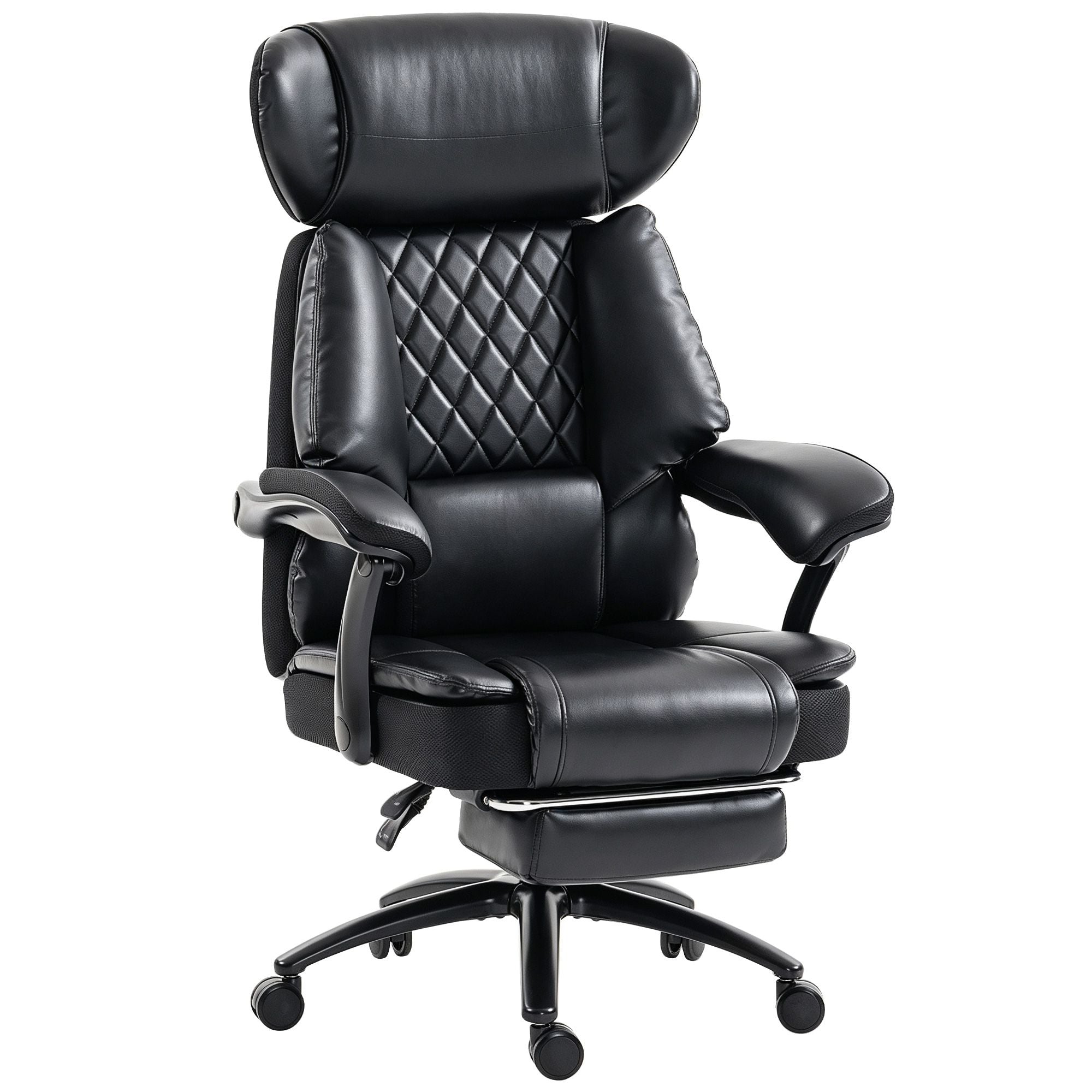 Big & tall office chair 500 lb wide seat lumbar support headrest black