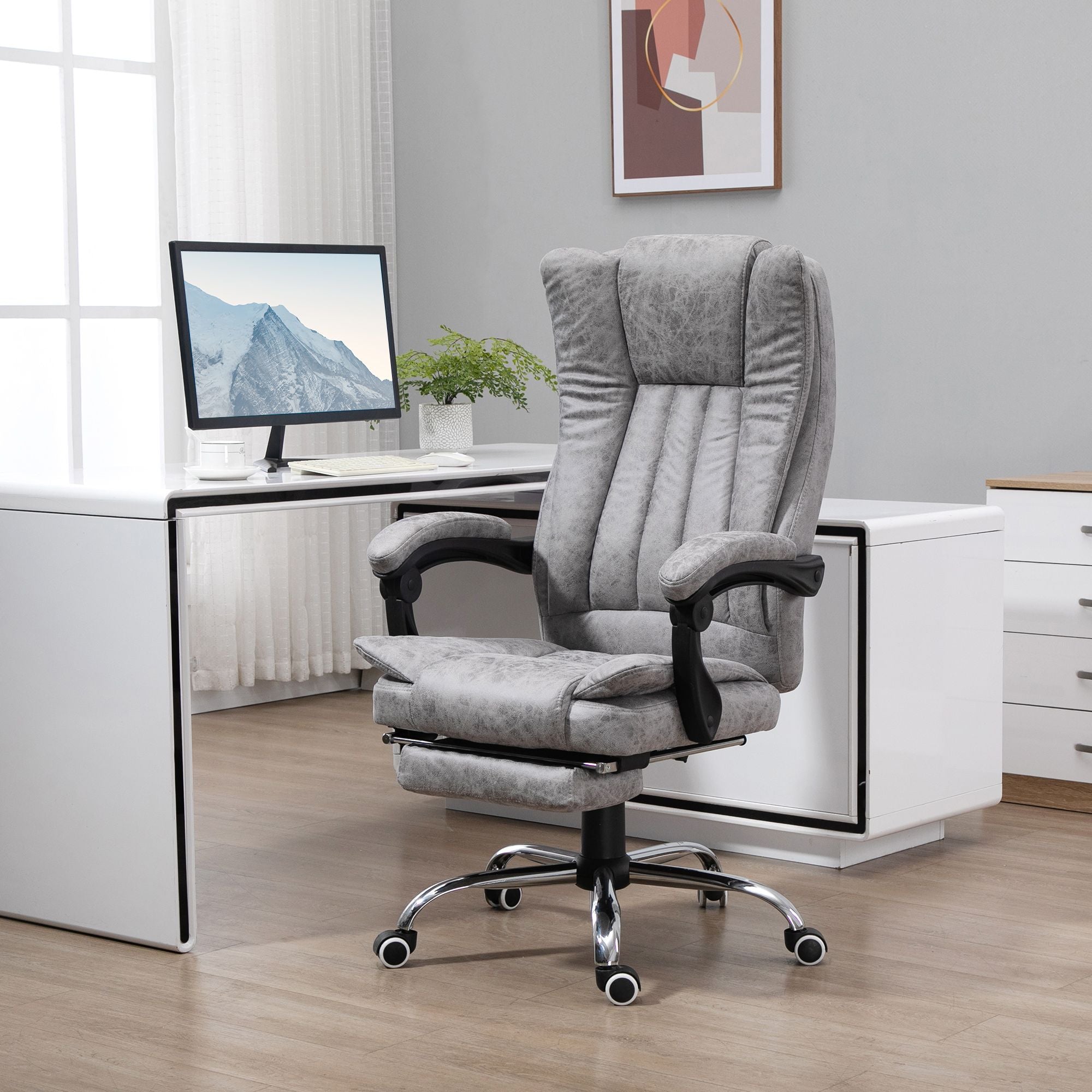 Black reclining massage office chair – view 2