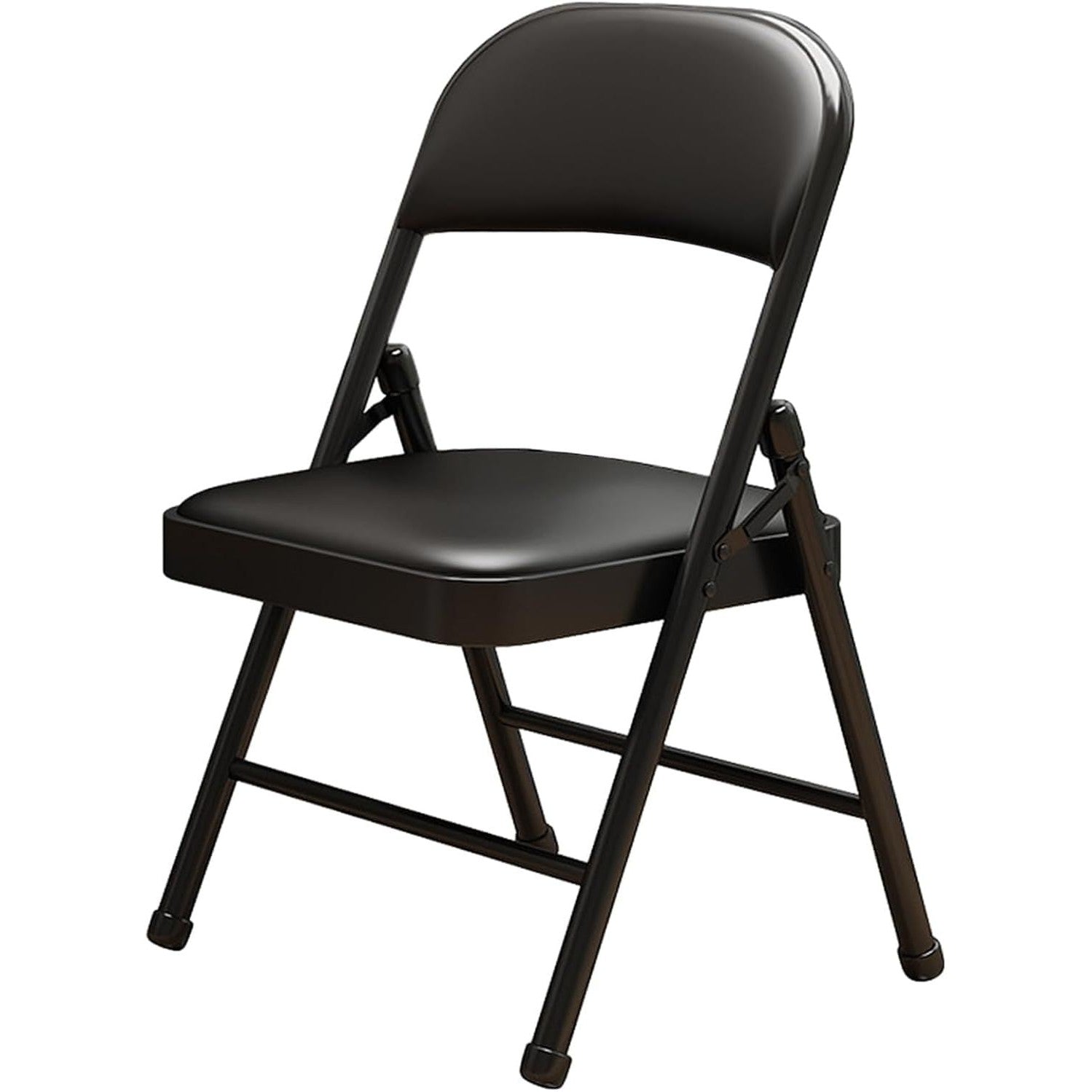 Padded PU leather folding chair, steel frame, 330lb, black