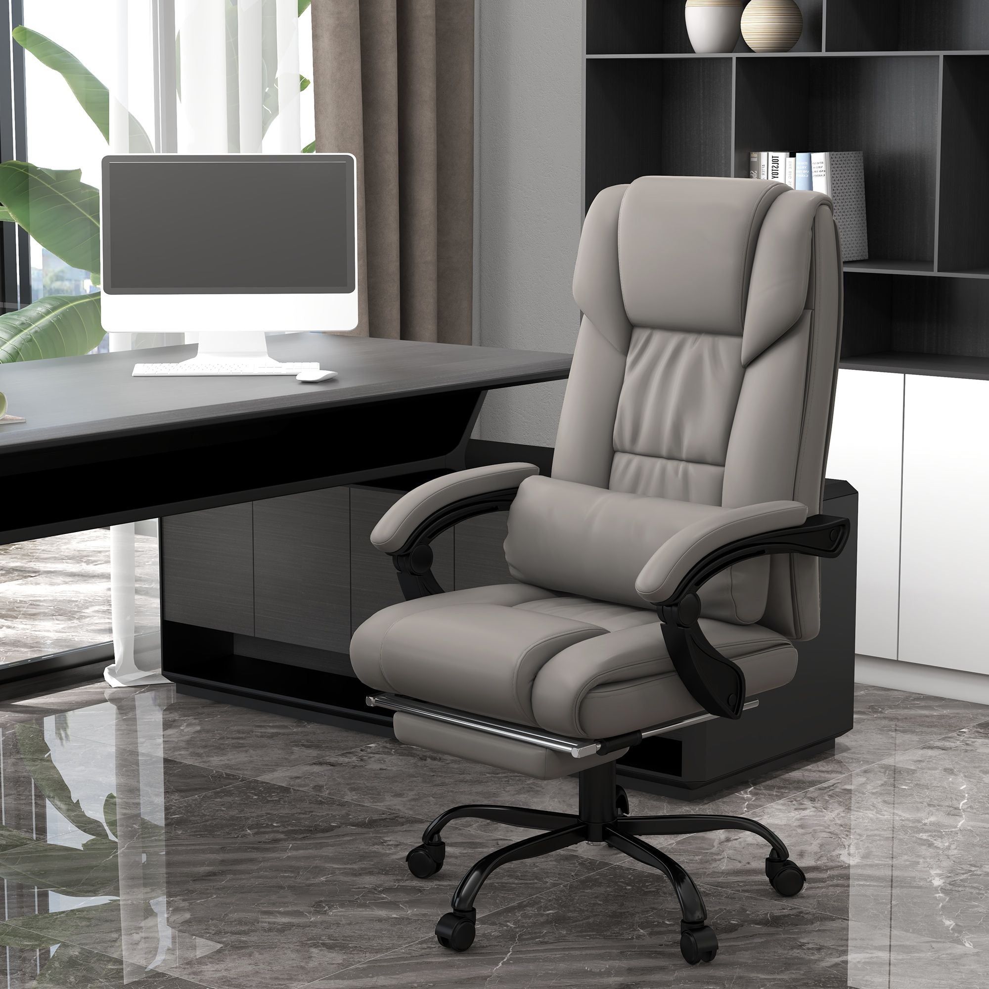 Gray 6 point massage office chair – view 2