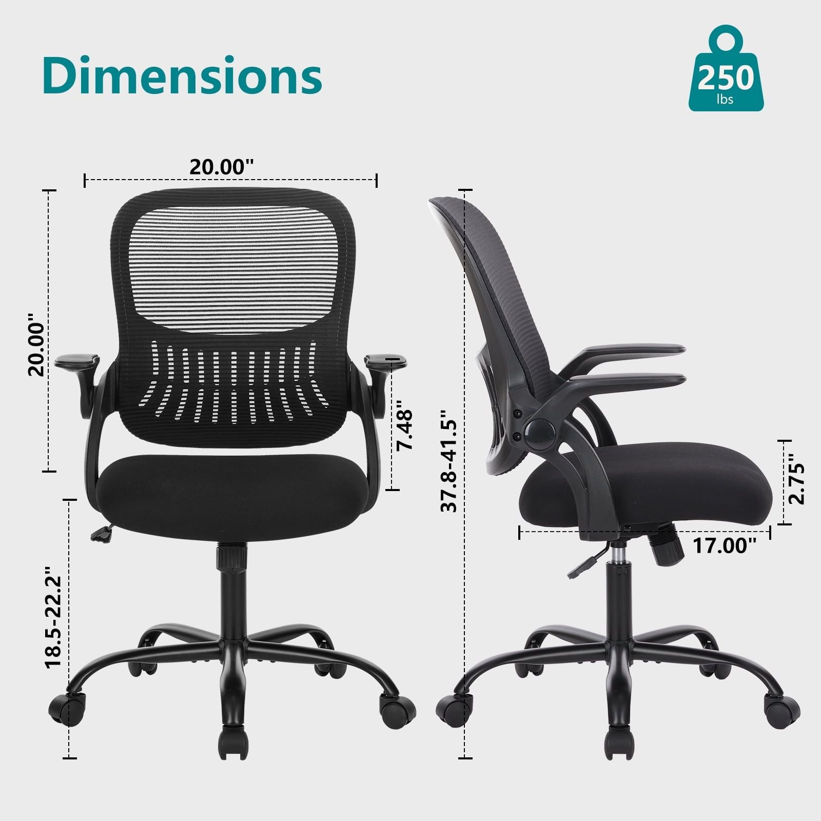 Rolling drafting chair – view 2