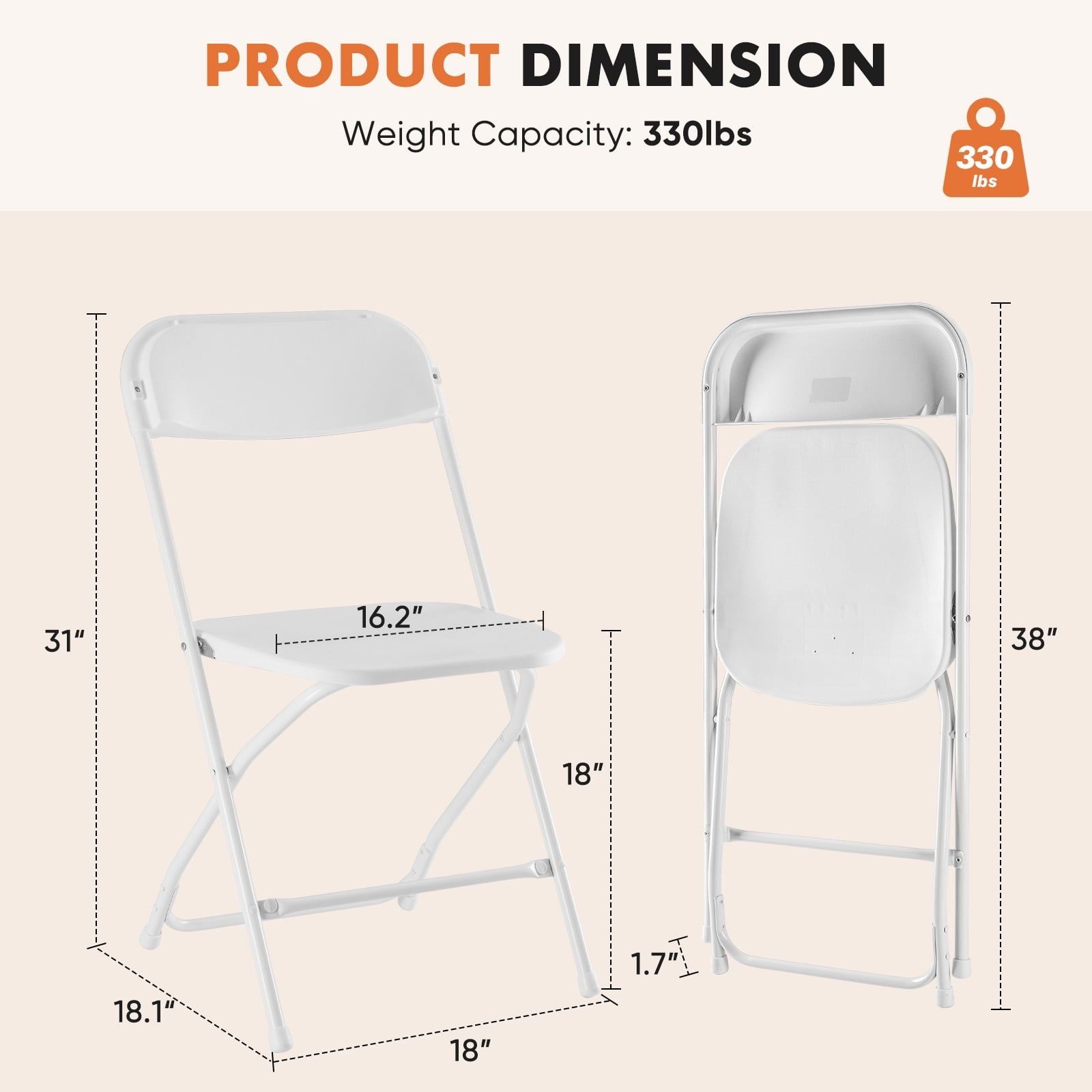 Stackable folding chair – view 2