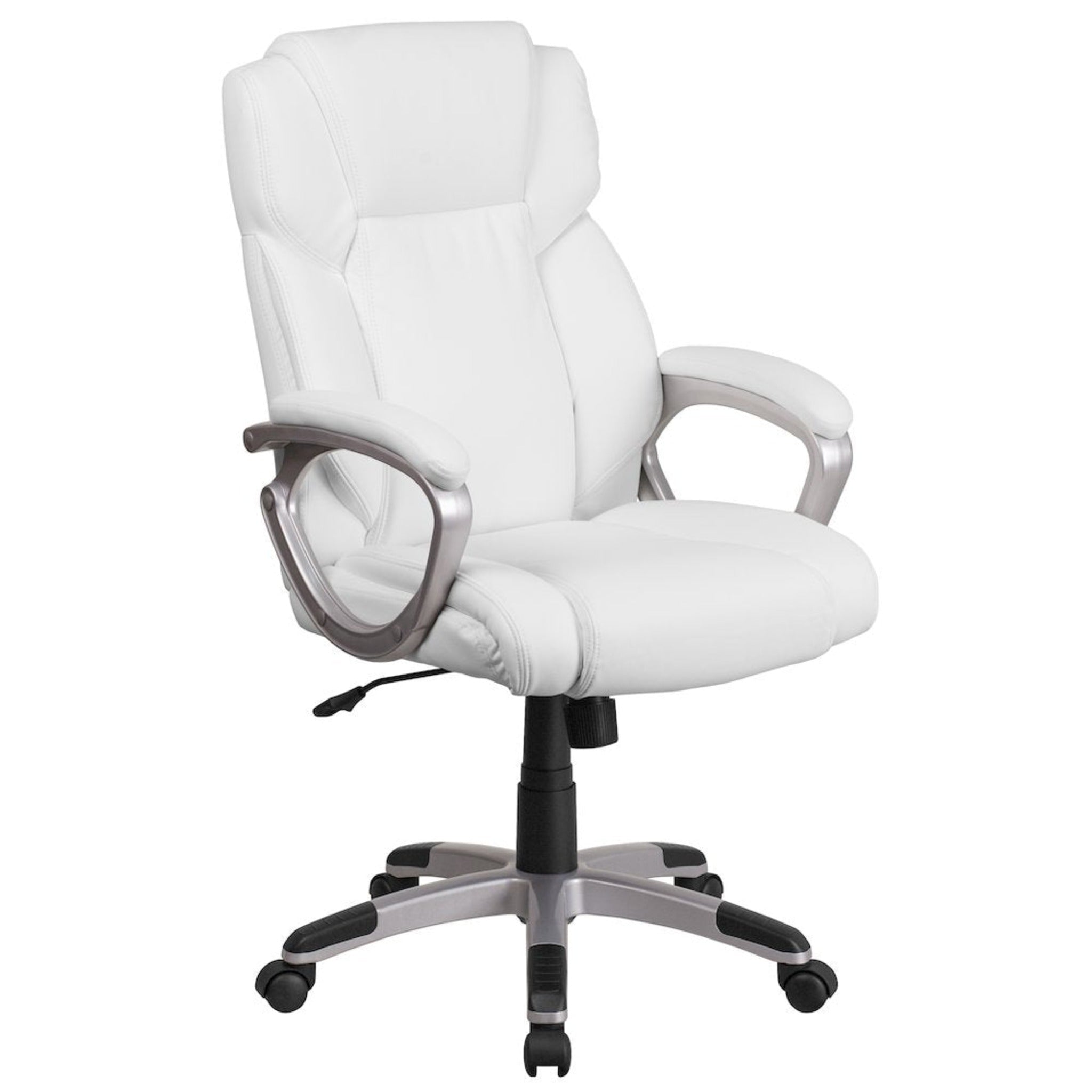 Mid-Back White LeatherSoft Executive Swivel Office Chair