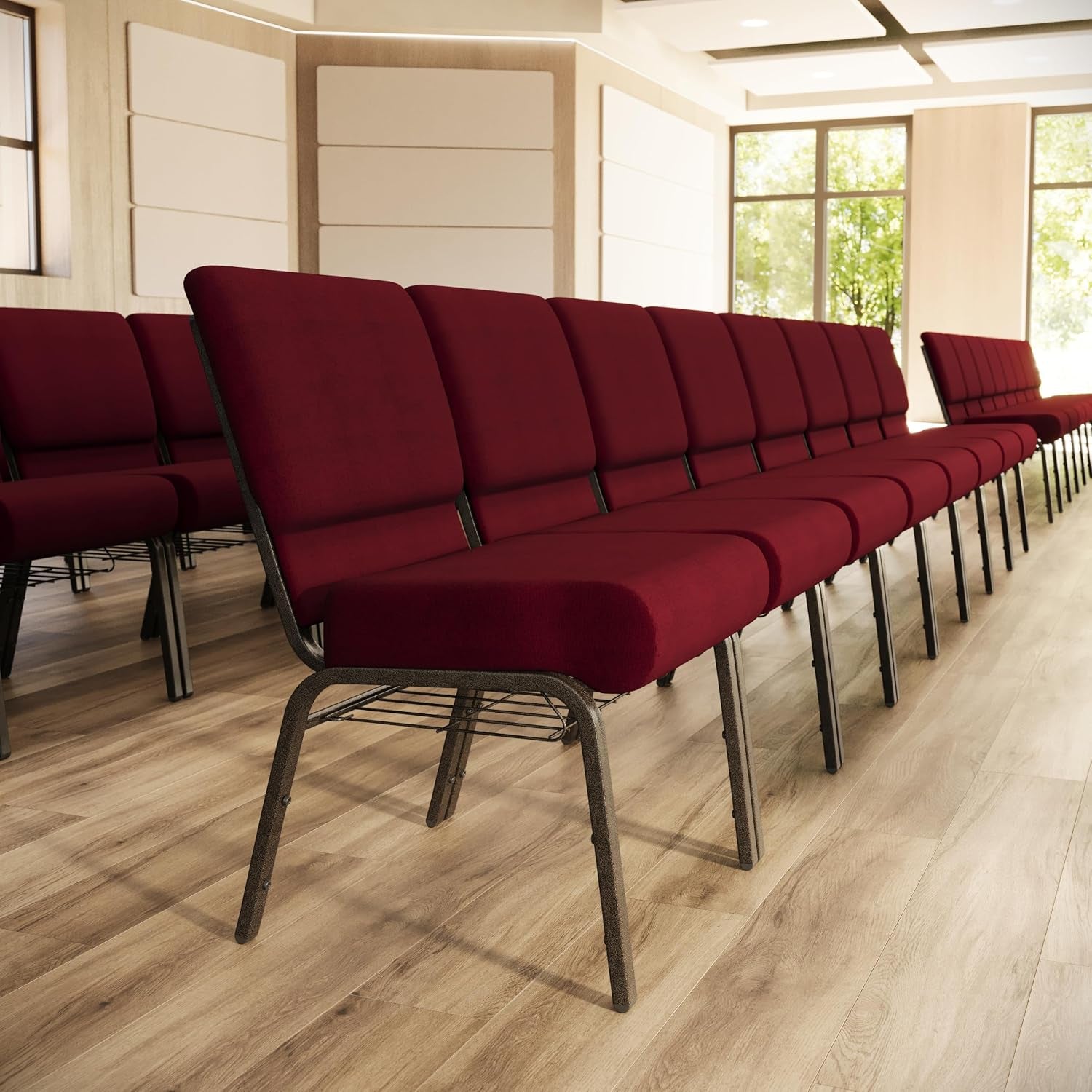 HERCULES burgundy church chairs – view 2