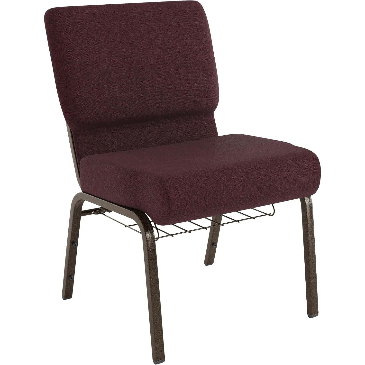 Flash Furniture HERCULES series church chair, plum fabric, gold vein frame