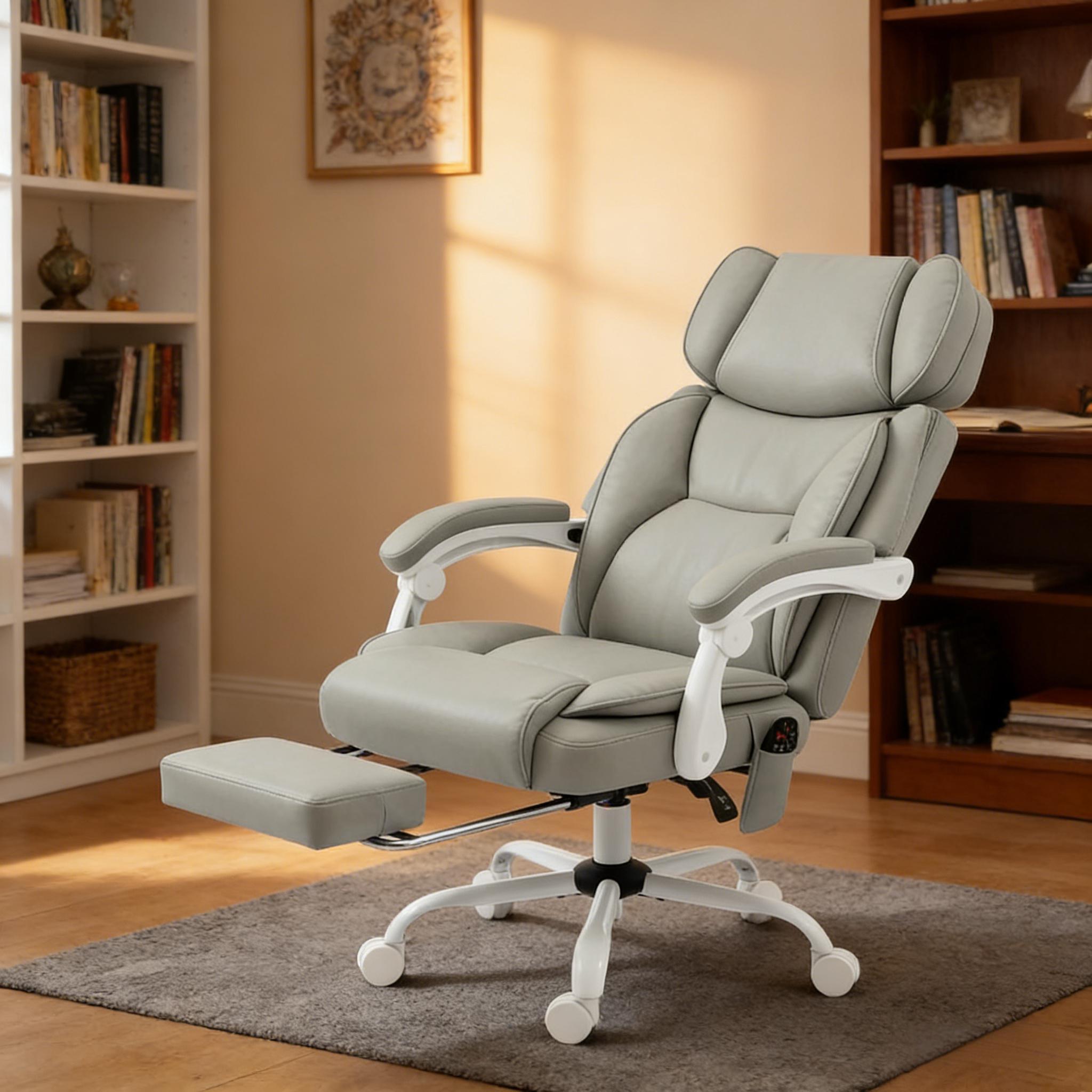 Light gray faux leather massage office chair – view 2