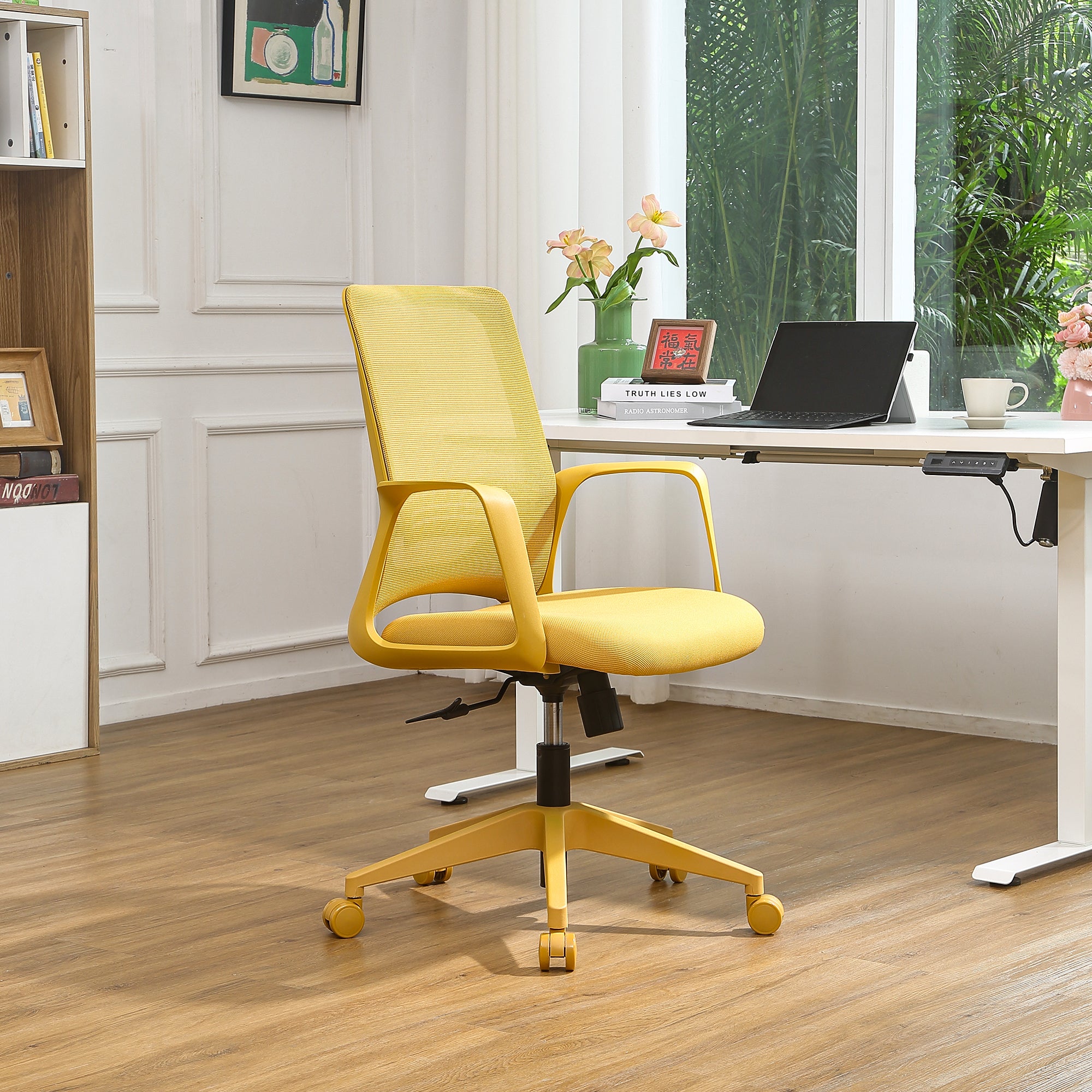 Yellow Ergonomic Mesh Office Chair with Armrests, 350 lb Capacity - Platinum-Level Office Chairs