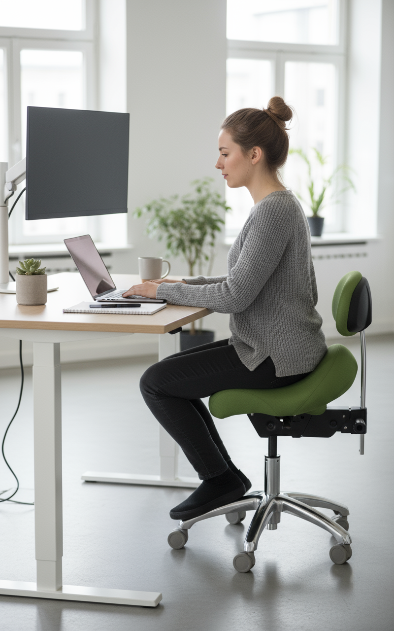ErgoLab Western ergonomic saddle chair – view 2