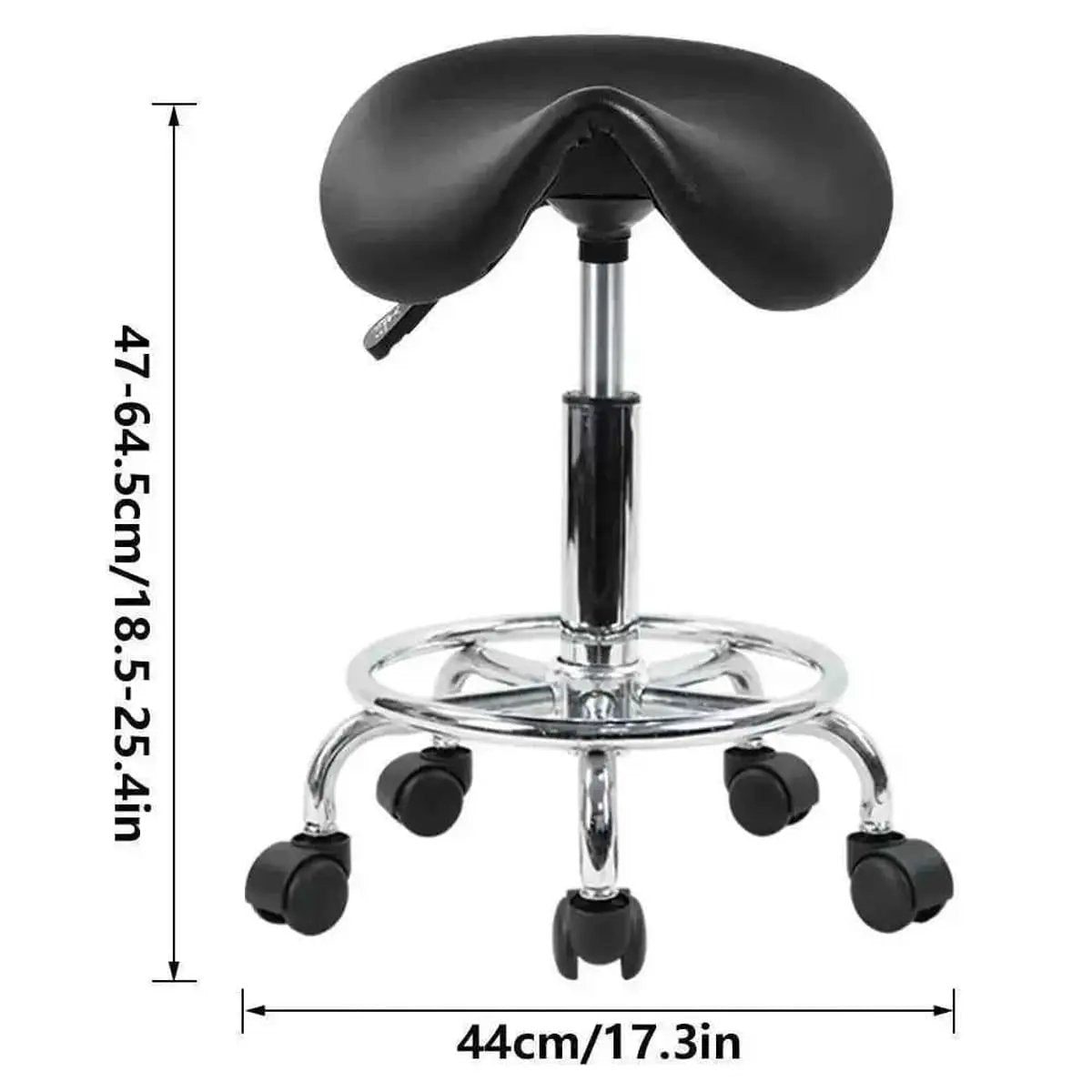 KKTONER Adjustable Black PU Leather Rolling Saddle Stool with Wheels for Salon, Office & Spa - Ergonomic Posture Chair - Platinum-Level Office Chairs