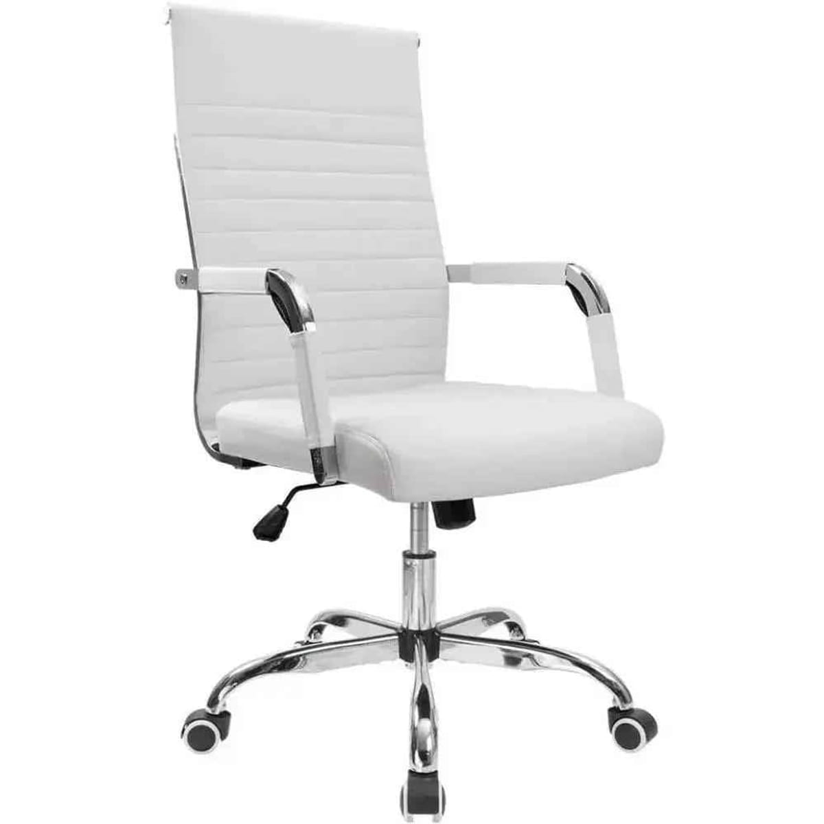 Deluxe Executive Office Chair Ergonomic Ribbed PU Leather For