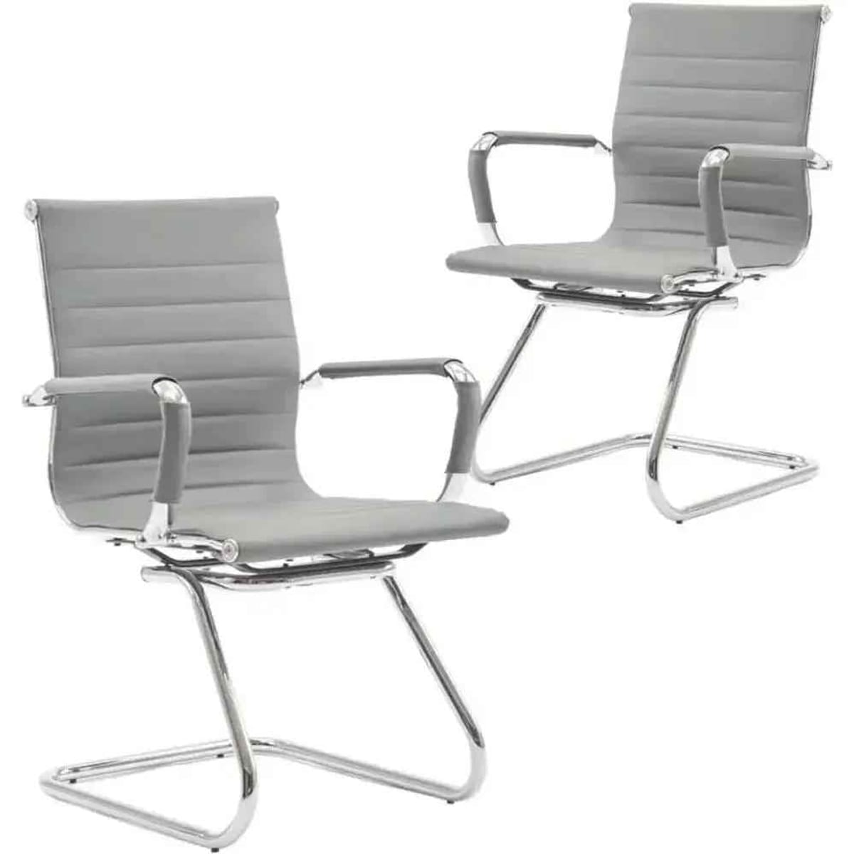 Ergonomic Leather Reception Chairs with Sled Base for Office and