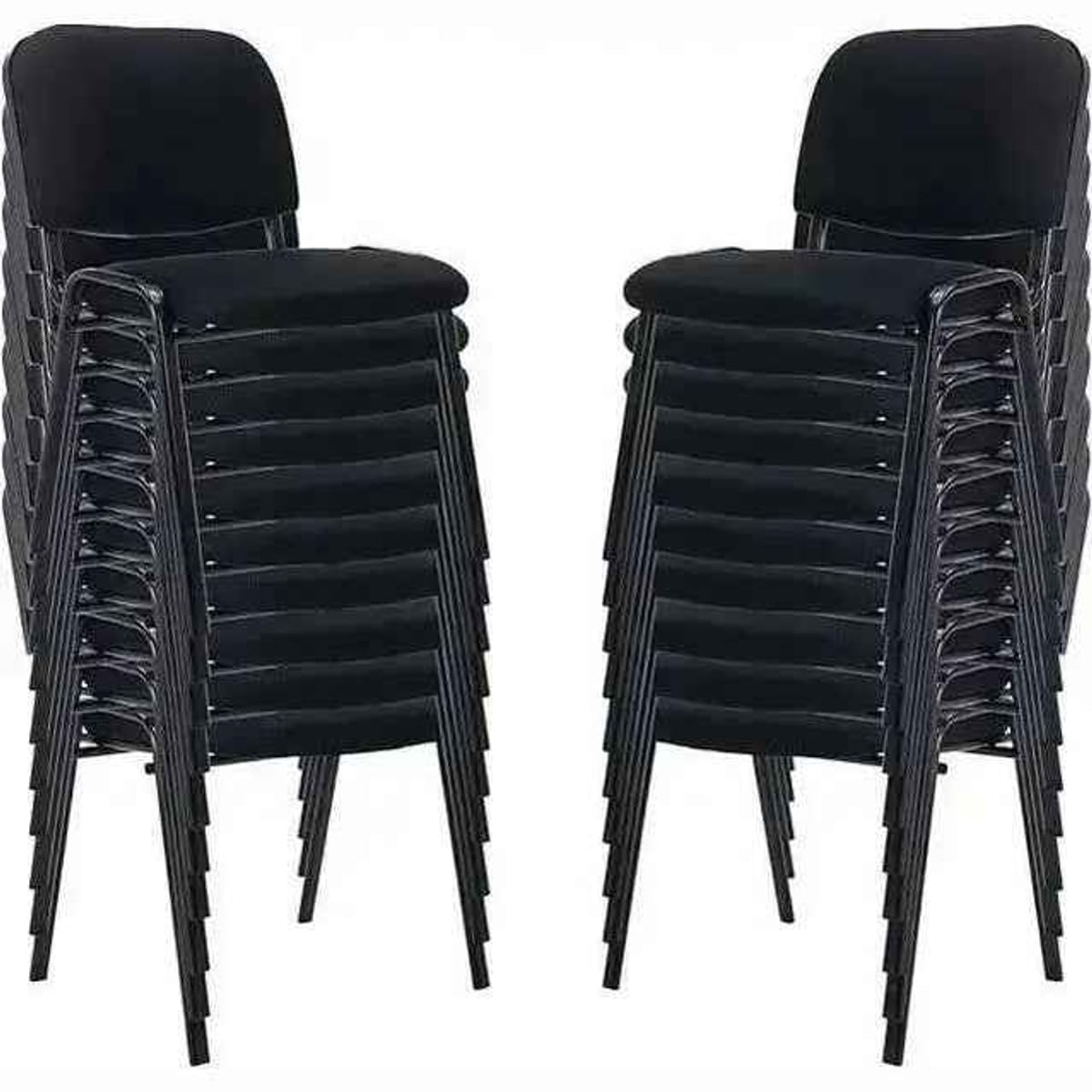 Eprolo Ergonomic Black Stackable Conference Chairs - 20 Pack PU Leather for Office & Events.