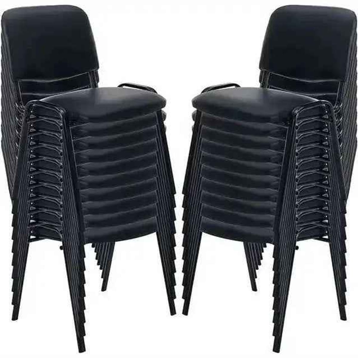 Eprolo Ergonomic Black Stackable Conference Chairs - 20 Pack PU Leather for Office & Events.