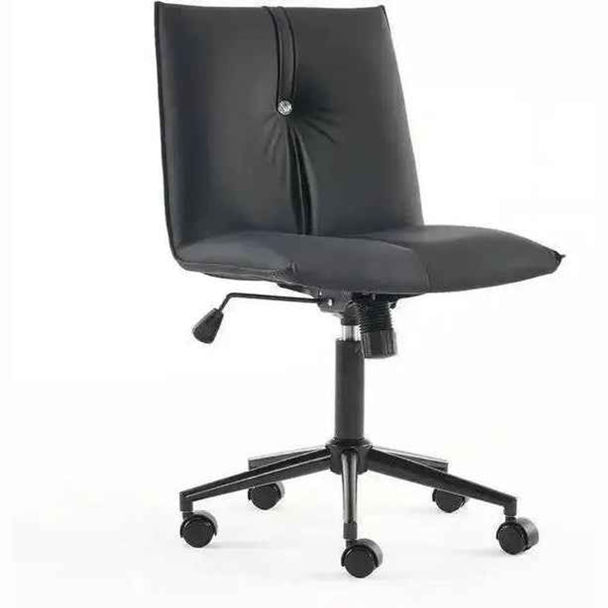 Premium Armless Leather Office Chair With Wheels Comfortable Swivel