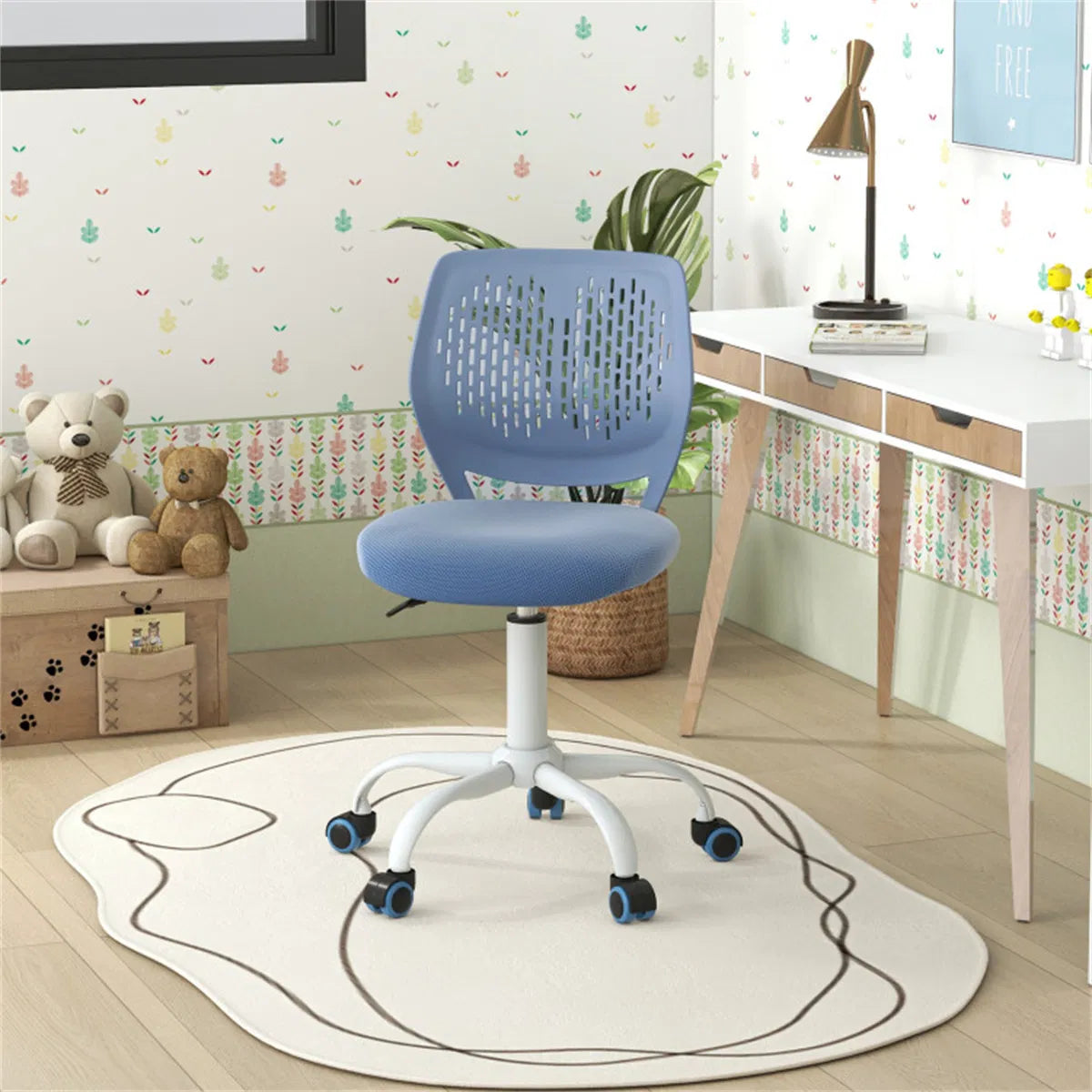 Blue mesh adjustable kids study desk chair – view 2