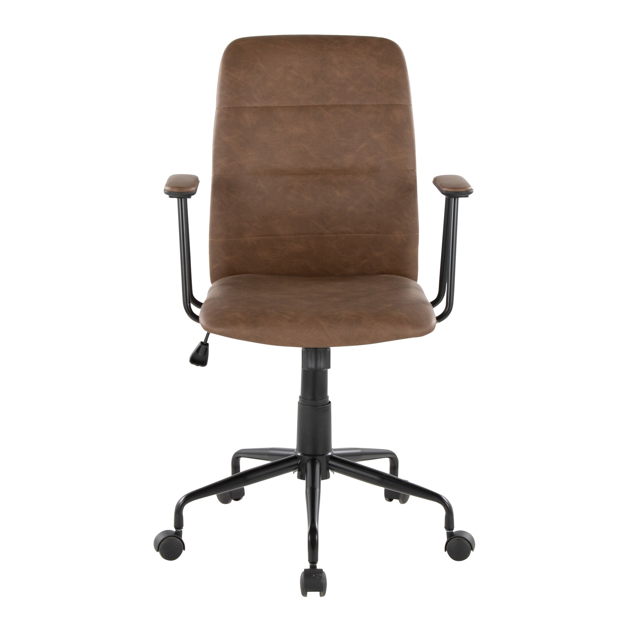 Espresso faux leather adjustable height swivel office chair