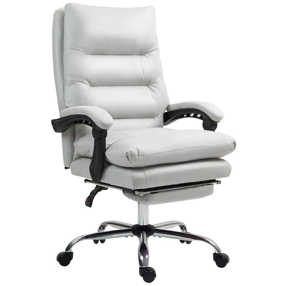 Vinsetto Microfibre Heated Massage Office Chair, Light Gray - front view