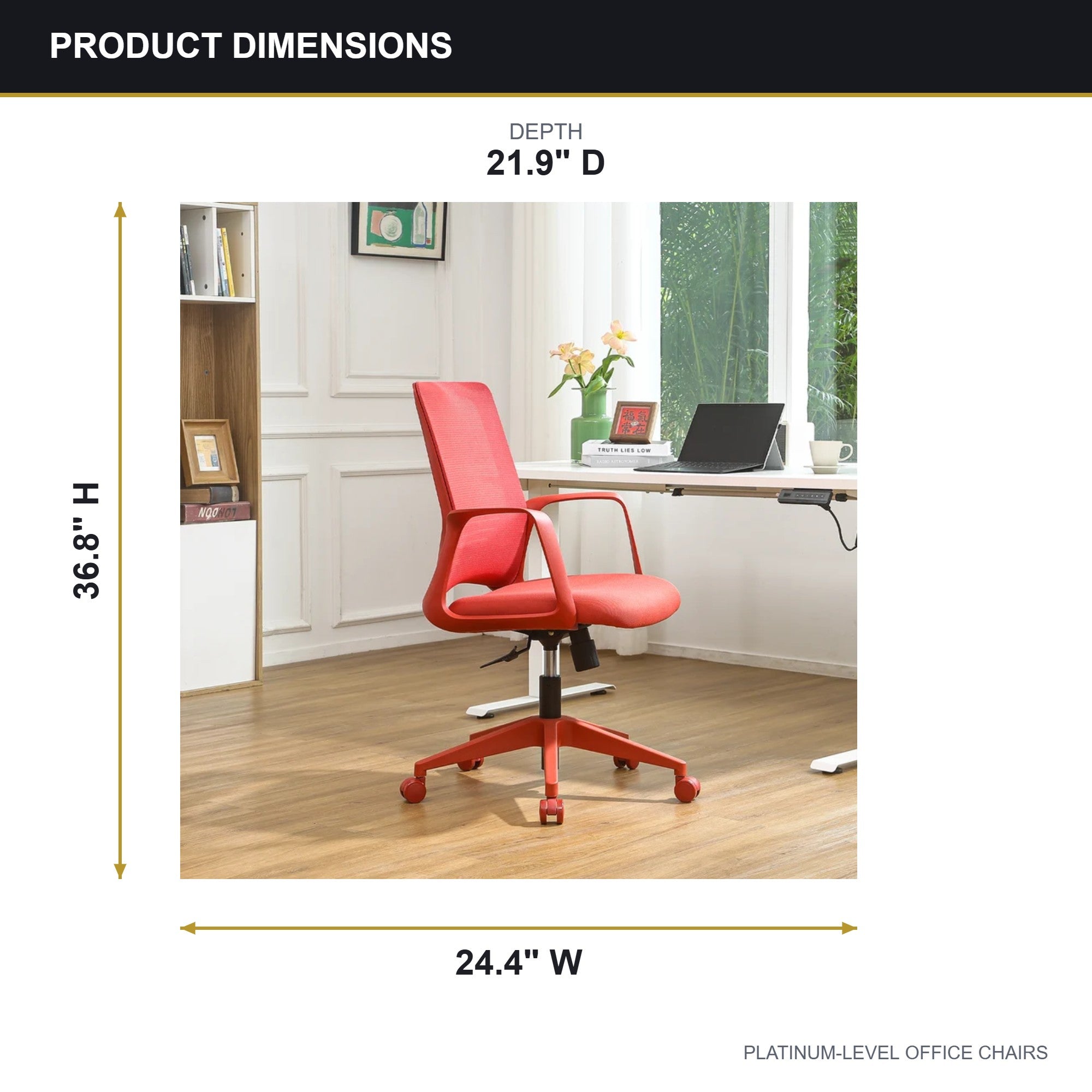 Red Mesh Executive Office Chair with Lumbar Support, 350 lbs - Platinum-Level Office Chairs