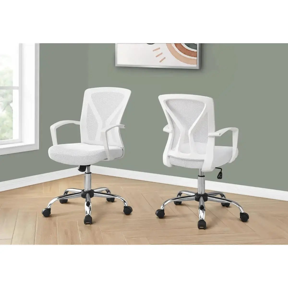 Adjustable white ergonomic mesh chair – view 2