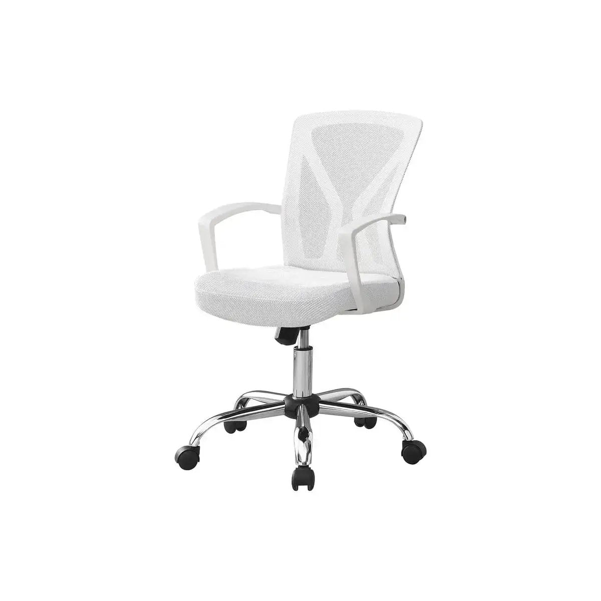 Adjustable white ergonomic mesh chair, mid-back support