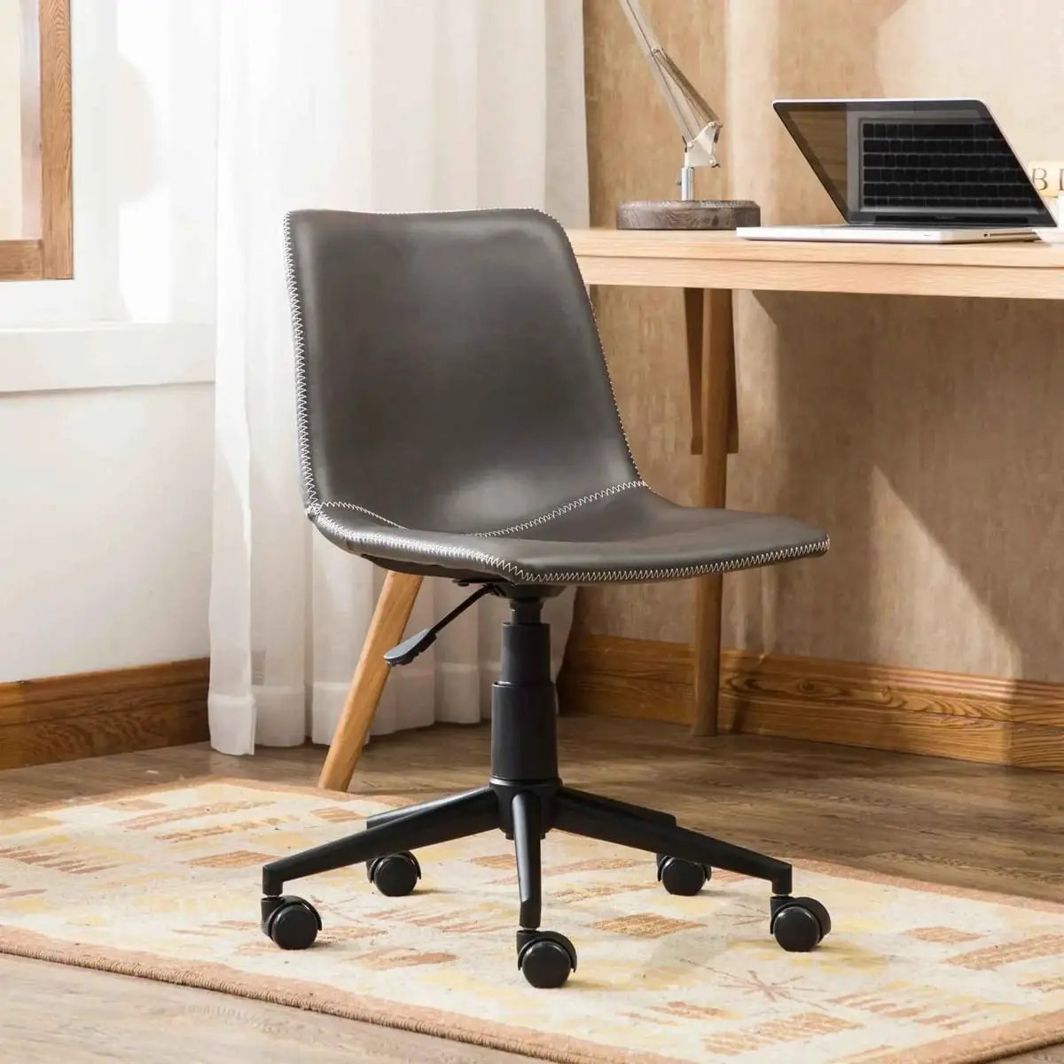 Faux leather swivel air lift chair – view 2