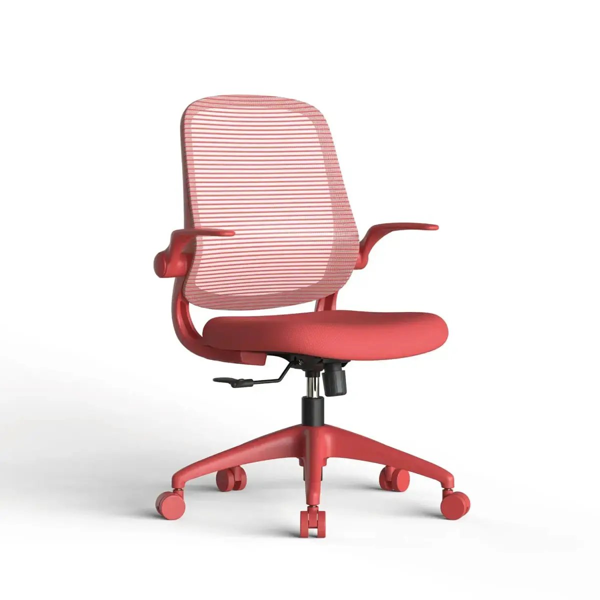 Ergonomic home office chair, mesh back, molded foam, red