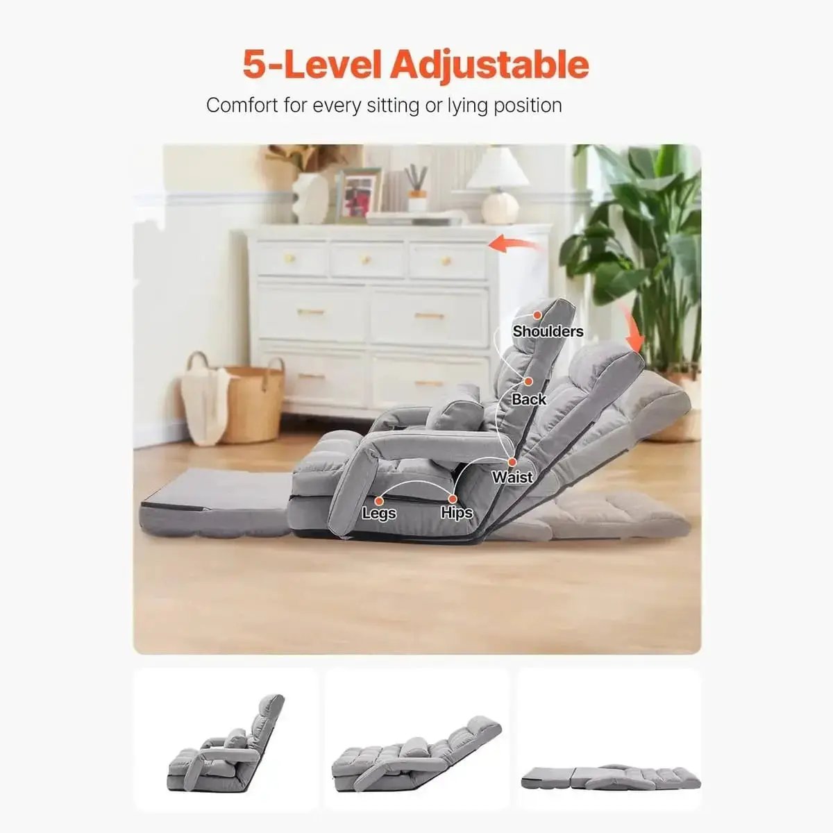 Folding floor chair lounger – view 2