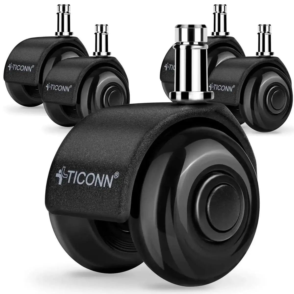 Office Chair Caster Wheels Quiet 3 Inch Polyurethane Universal Stem Platinum-Level Office Chairs