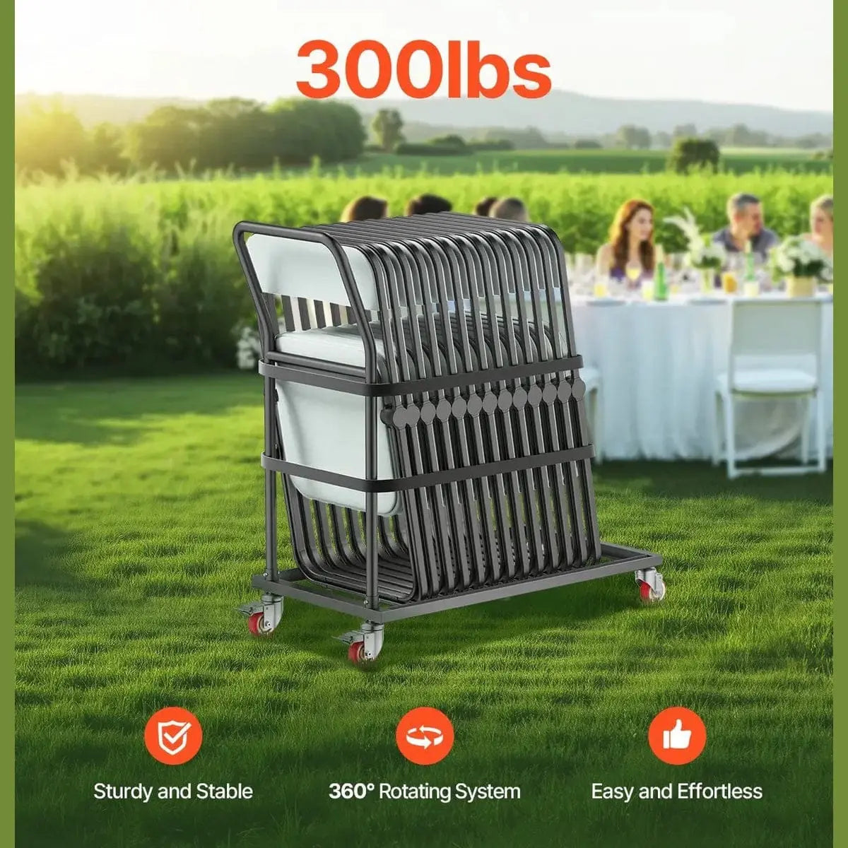 Folding chair rack cart, 25 chairs – view 2