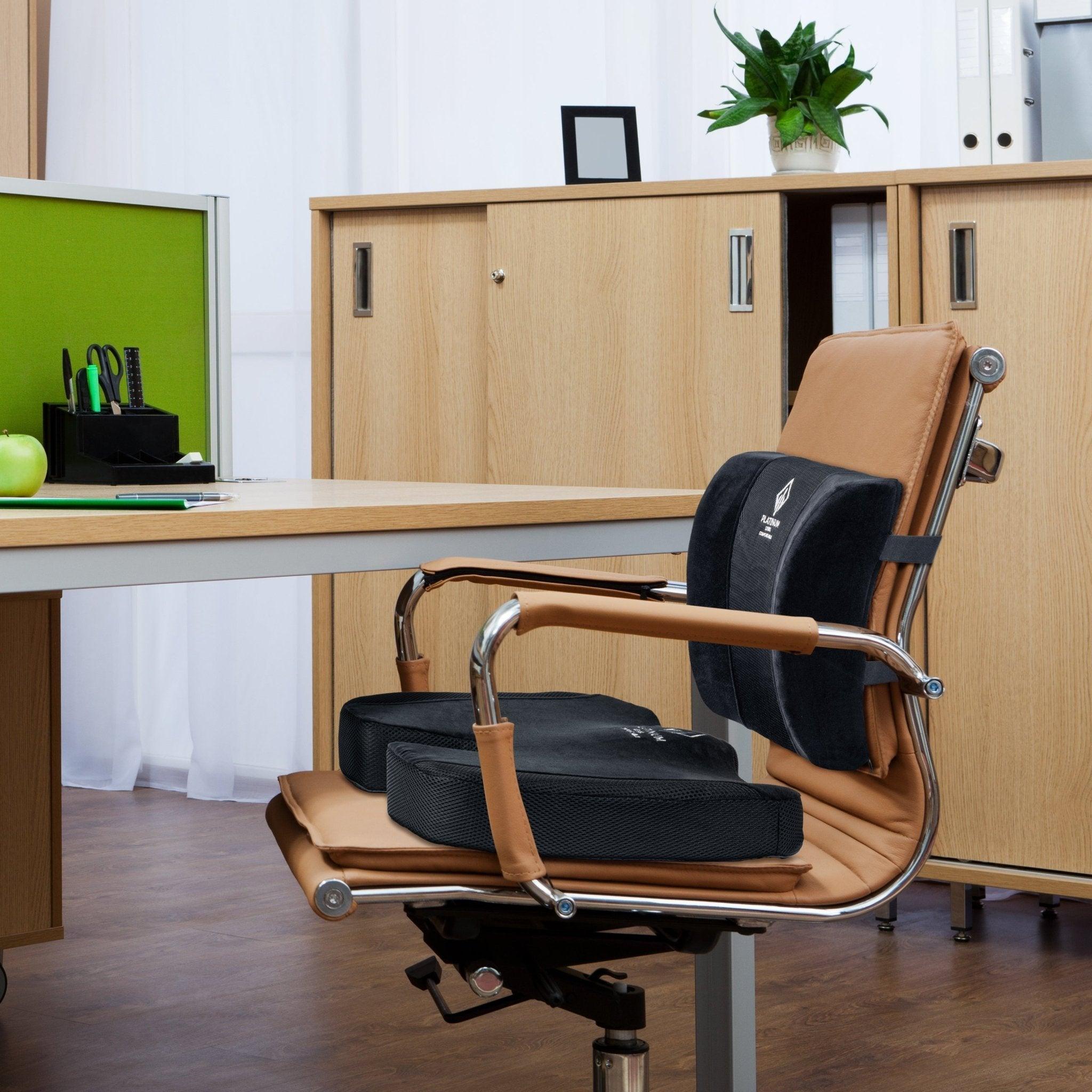 Platinum-Level Comfortable Ergonomic Memory Foam Lumbar & Seat Cushion Duo for Ultimate Comfort - Platinum-Level Office Chairs