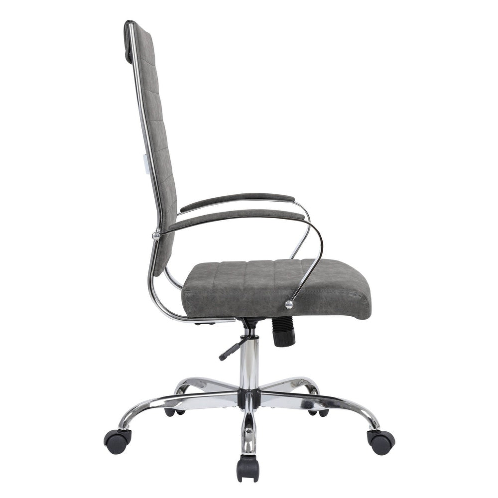 30 PCS Benmar Modern High Back Leather Upholstered Office Chair with Dual Wheel Casters and Swivel Base - Charcoal