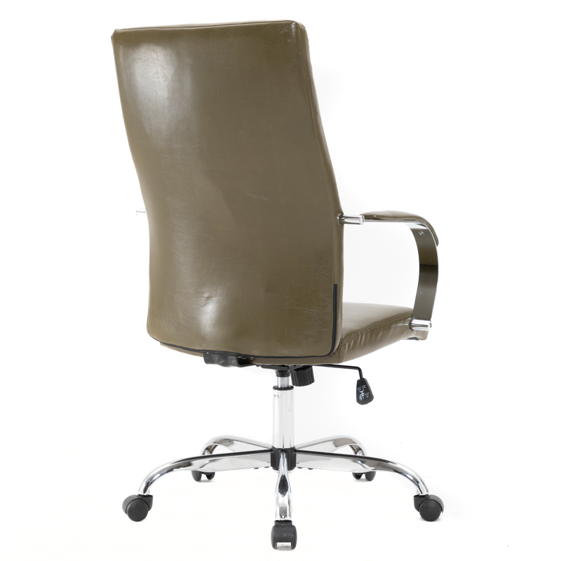 20 PCS Sonora Ergonomic High-Back Leather Desk Office Chair with Chrome Base and Tilt for Home Office - Olive Green