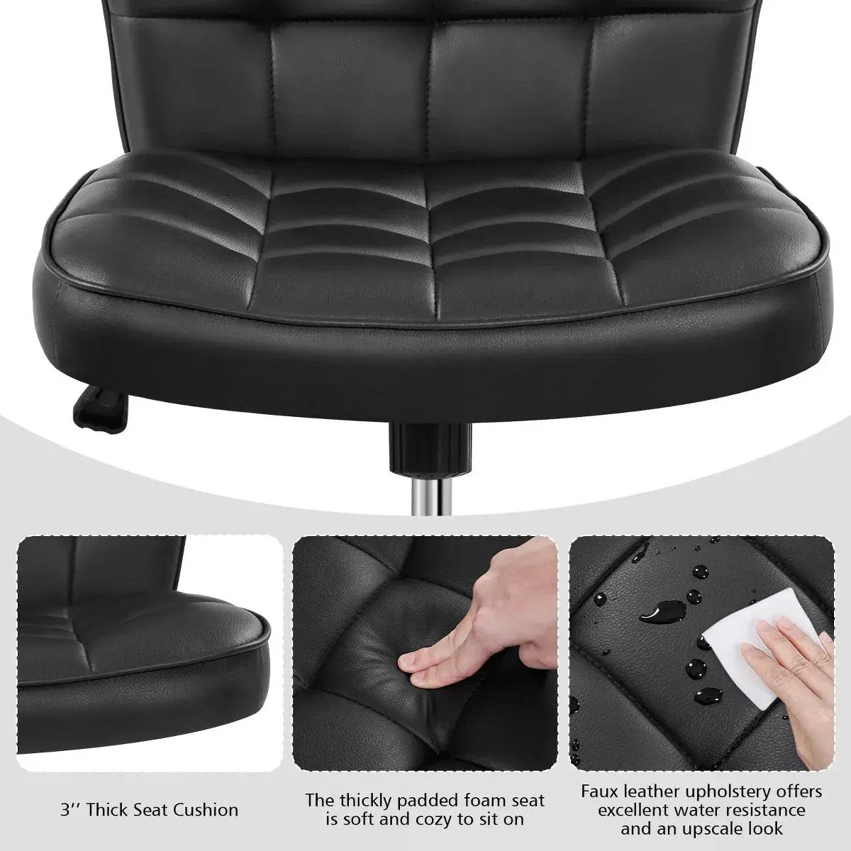 Yaheetech Modern Mid-Back Office Chair Armless Desk Chair