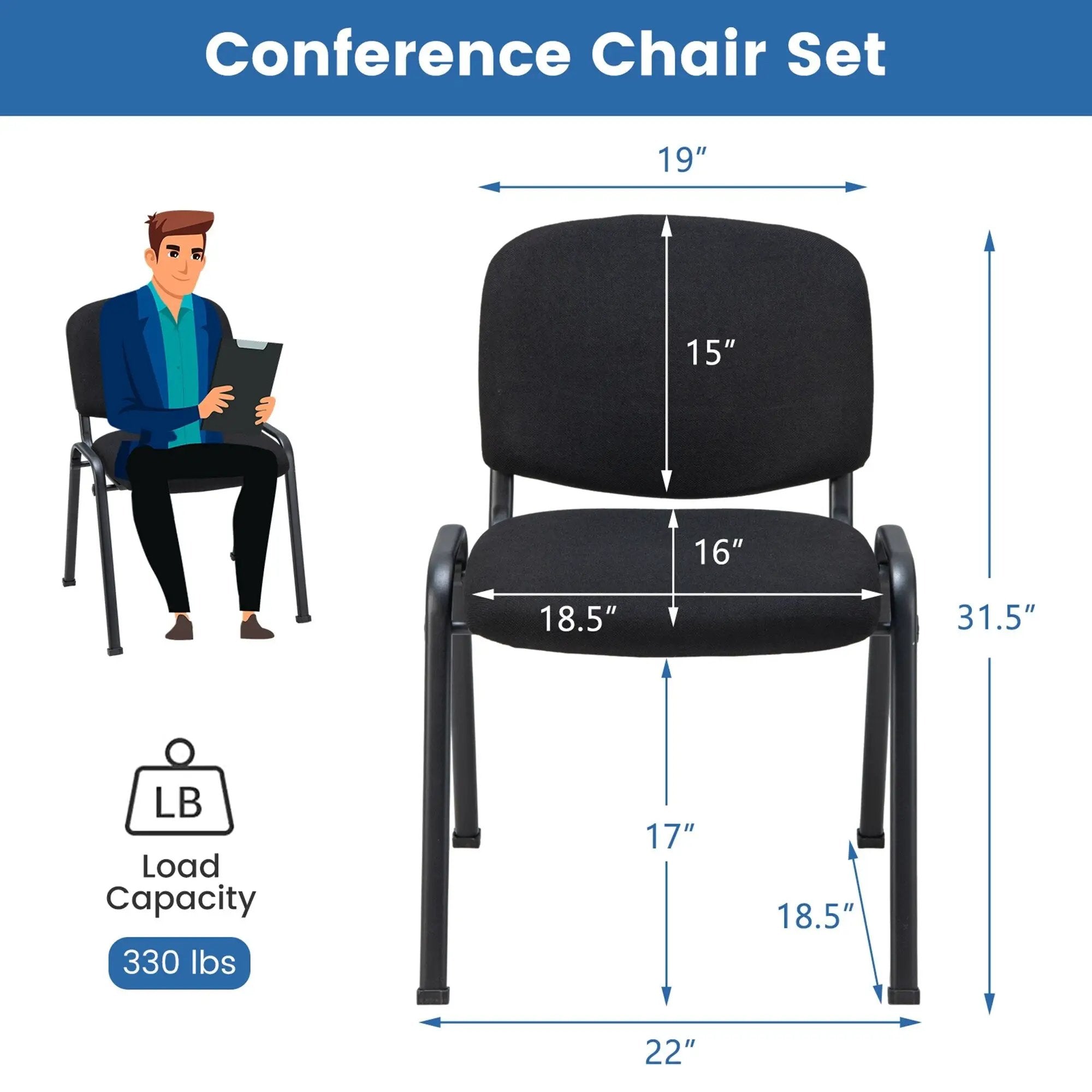 Set of 5 Office Guest Chair Stackable Reception Chair Conference Room