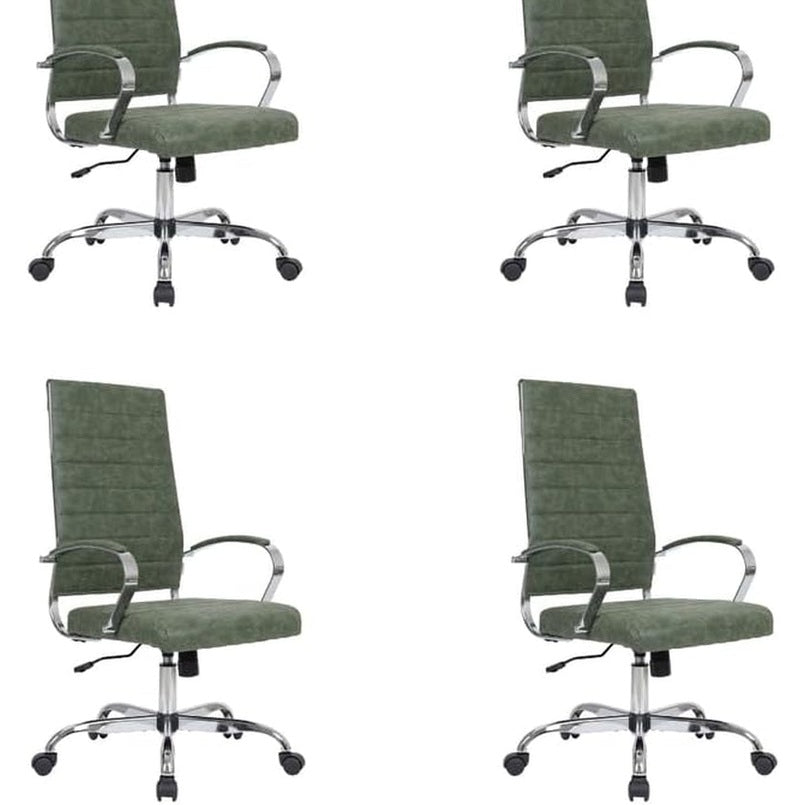Leisuremod Benmar Modern High-Back Office Chair, 360-Degree Adjustable Swivel Task Furniture in Leather Upholstery with Ribbed Backrest for Home and Office