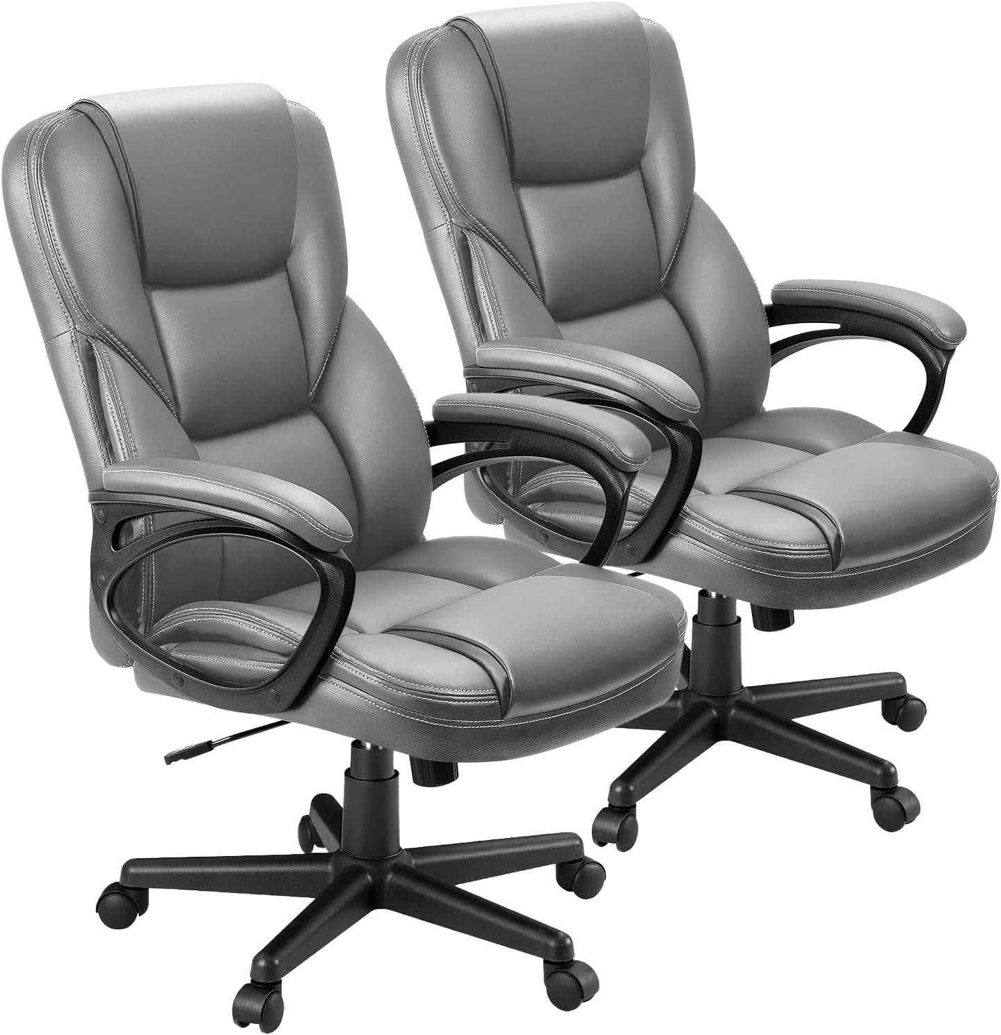 Furmax Office Executive Chair High Back Adjustable Managerial Home Desk Chair, Swivel Computer PU Leather Chair with Lumbar Support (1, Black)