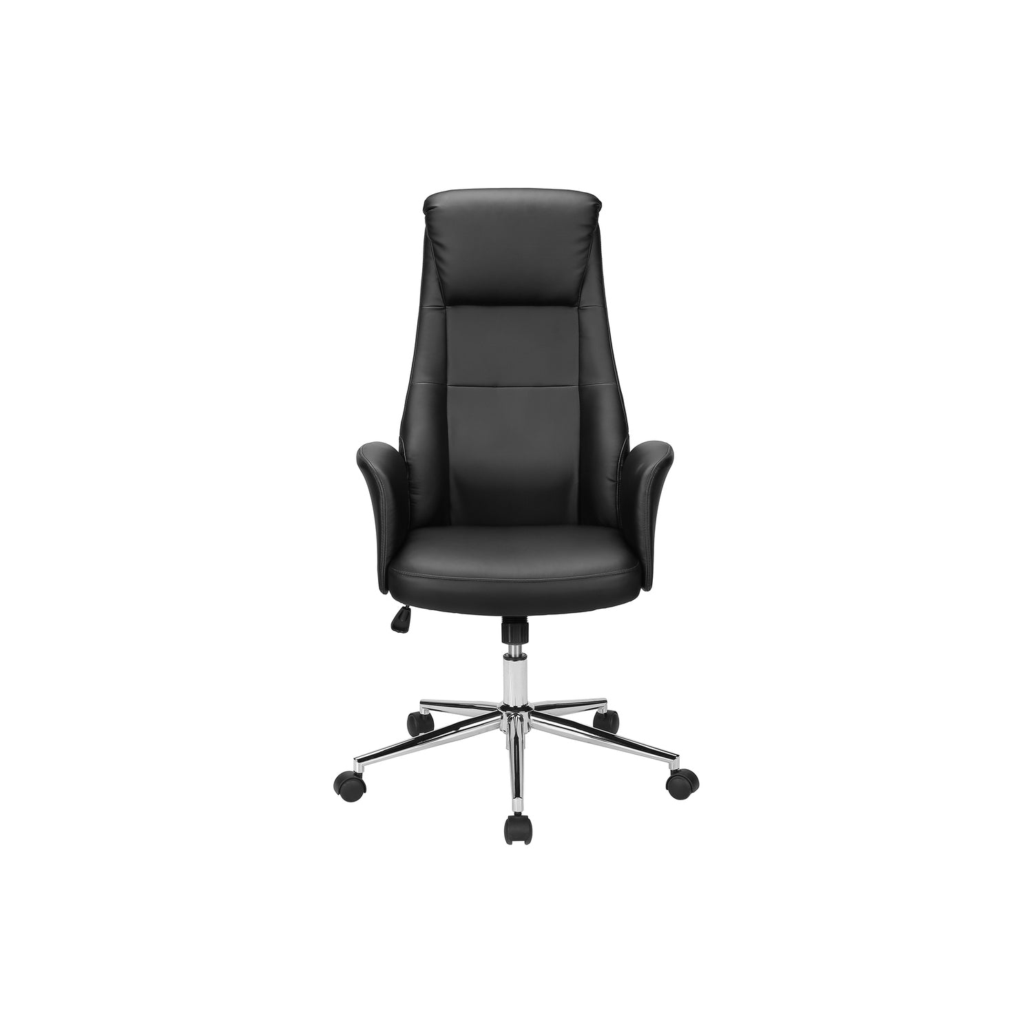 Contemporary Black Faux Leather Office Chair with Headrest Ergonomic Adjustable Height - Platinum-Level Office Chairs