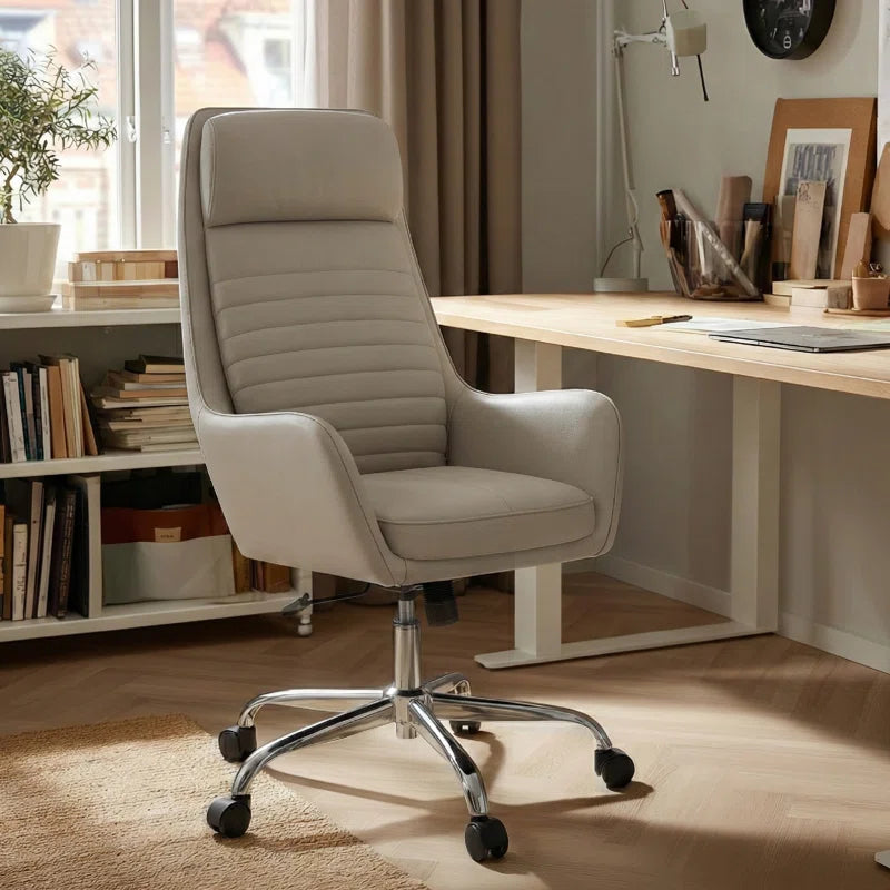 Ergonomic Executive Office Chair with Fixed Arms and Adjustable Tilt Tension