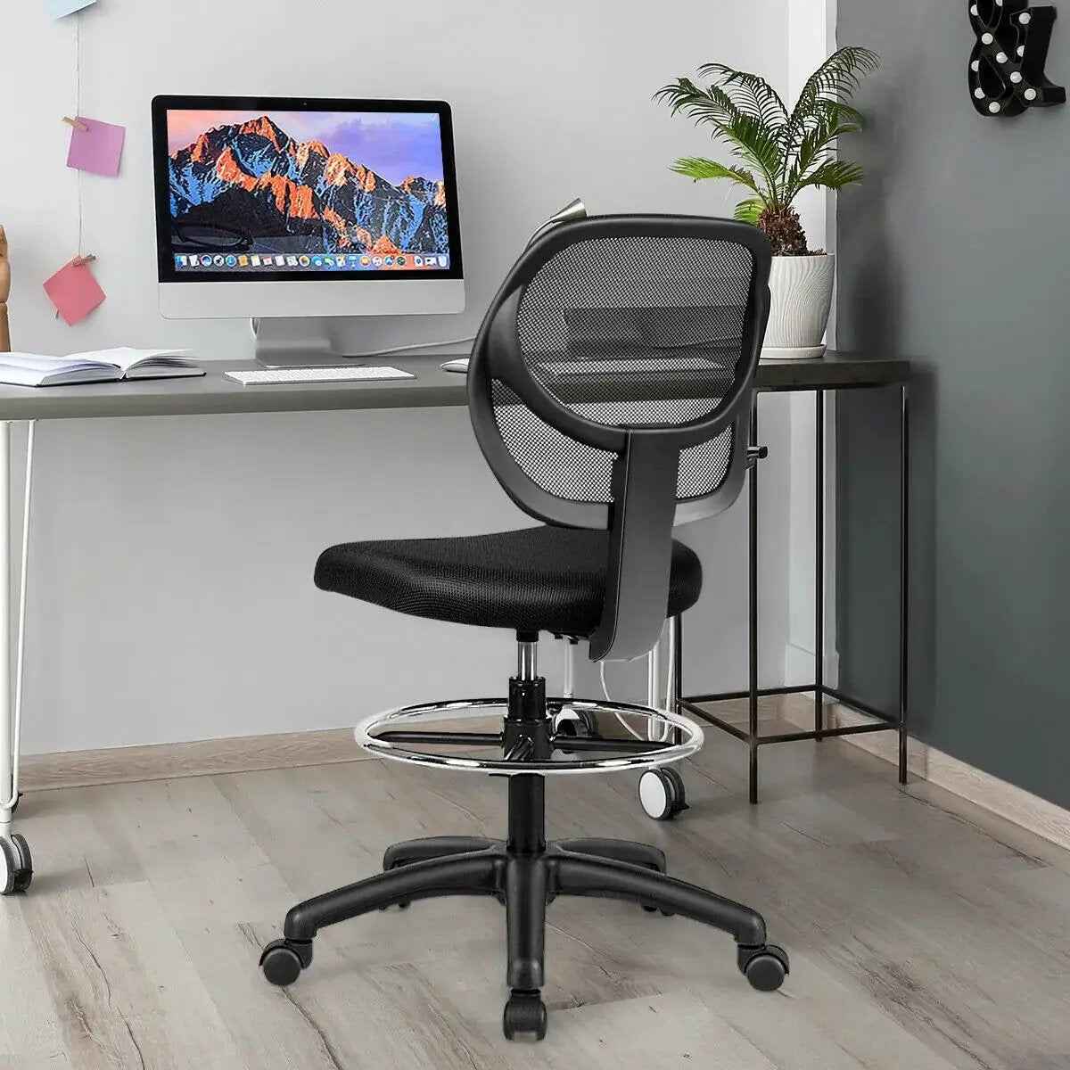 Ergonomic Mesh Drafting Chair - Adjustable, Breathable Comfort for Office