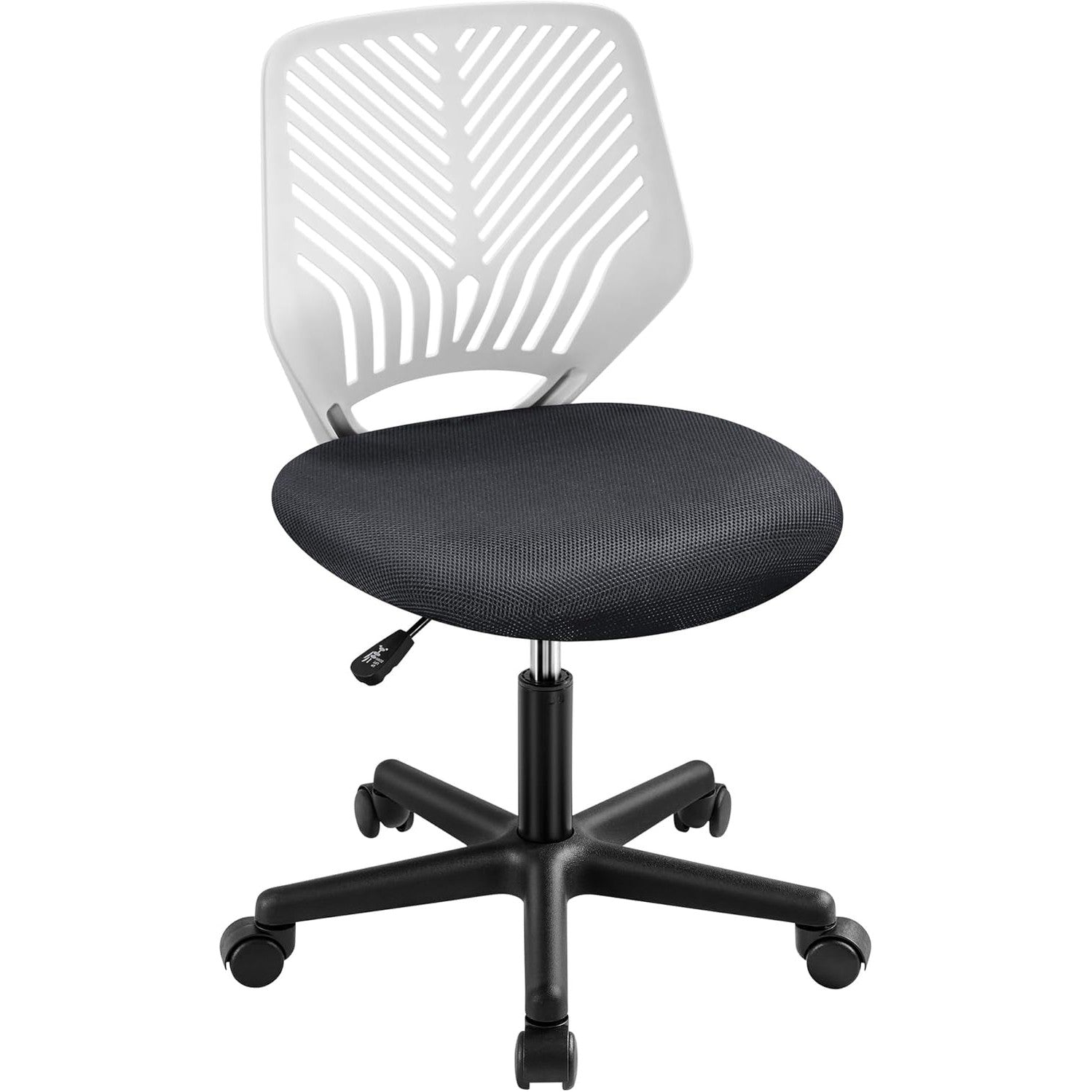 Yaheetech Small Desk Chair, Armless Adjustable Swivel Seat, Dark Grey | Padded Mesh Seat and Ventilated Resin Back, Compact Armless Frame Rolls and Adjusts for Study and Small Desks, Holds 300 Lb.