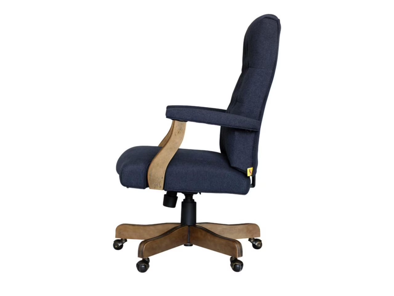 Boss Office Products Executive Denim Blue Commercial Grade Linen Desk Chair with Driftwood Finish Frame