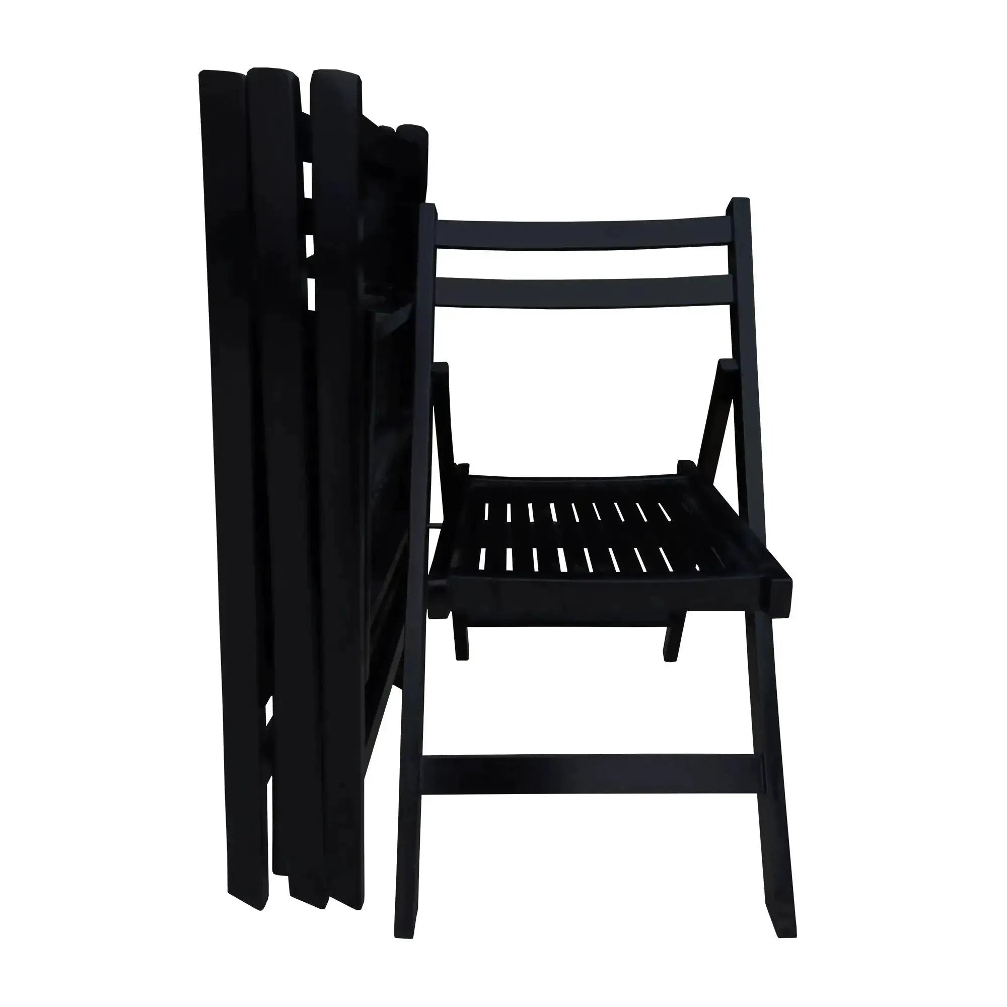 Black Solid Wood Folding Chairs - Set of 4, Compact & Durable - Platinum-Level Office Chairs