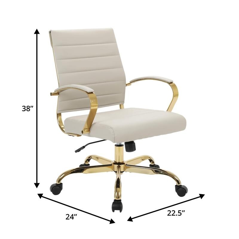 Set of 2 tan leather office chairs – view 11