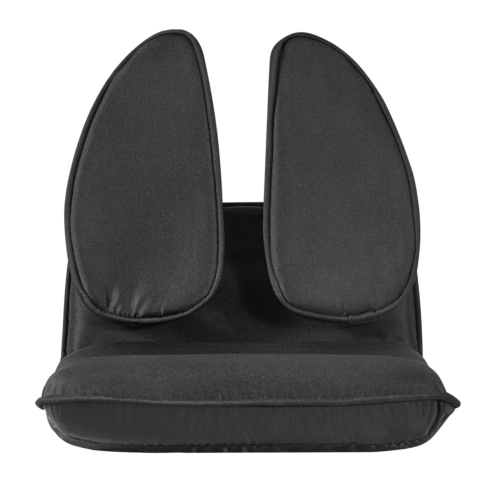 Black Adjustable Folding Linen Floor Gaming Chair with Back Support - main product view on white background
