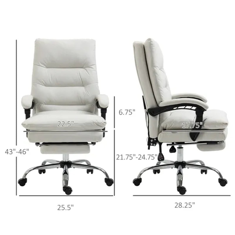 Cream white microfiber massage office chair – view 3