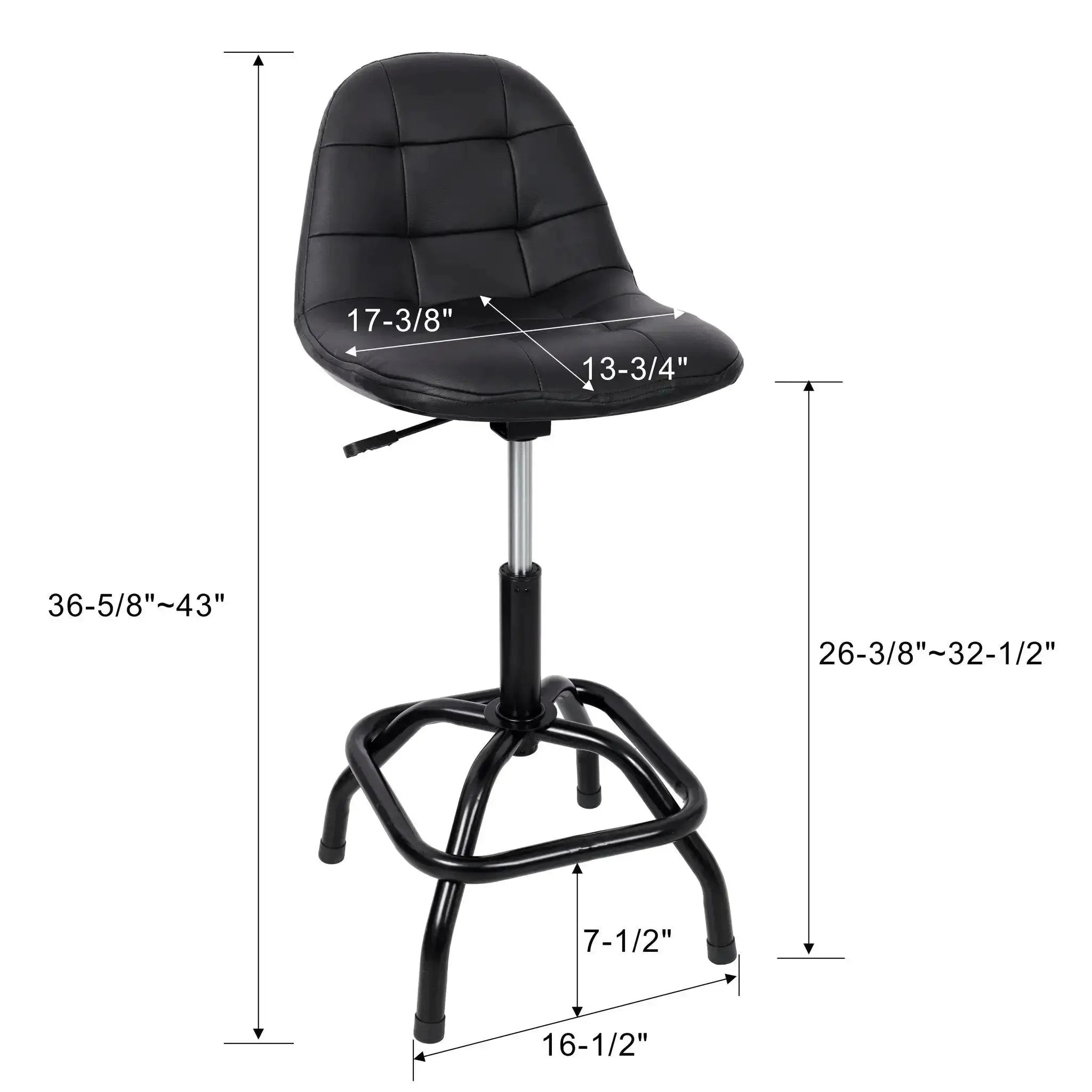 Black Adjustable Swivel Bar Stool with High Back Support - Platinum-Level Office Chairs