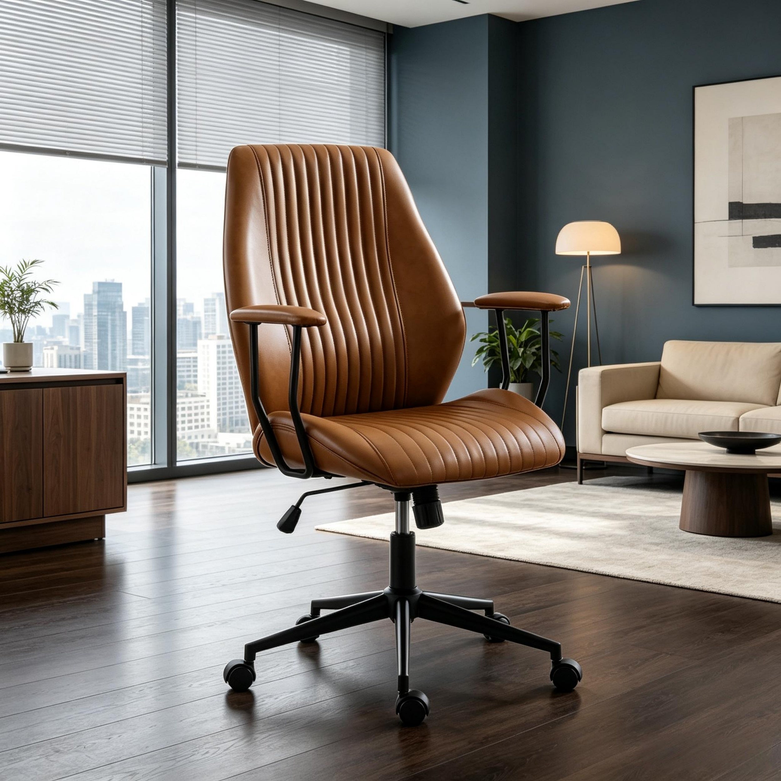 Comfort Focused Executive Desk Chair in Brown PU Leather
