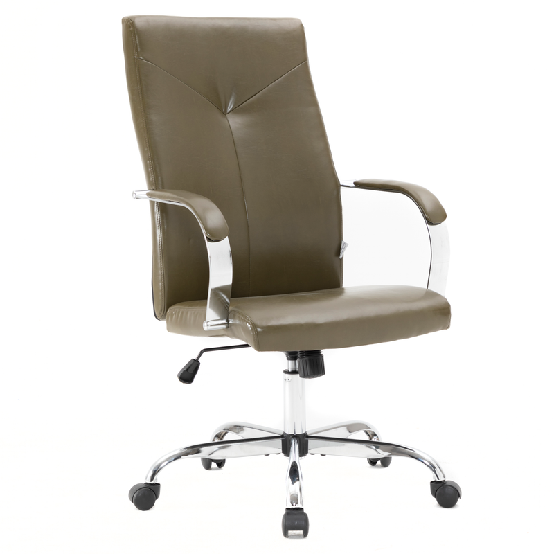 20 PCS Sonora Ergonomic High-Back Leather Desk Office Chair with Chrome Base and Tilt for Home Office - Olive Green