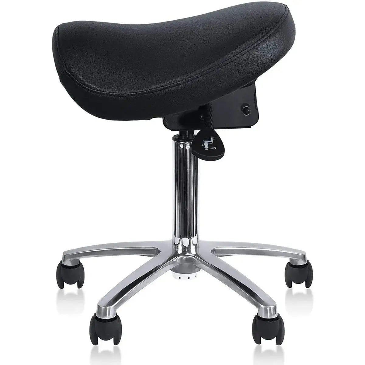 Adjustable Black Saddle Stool With Wheels For Dental Office Salon Clinic Lab Ergonomic Tilt Chair ADS