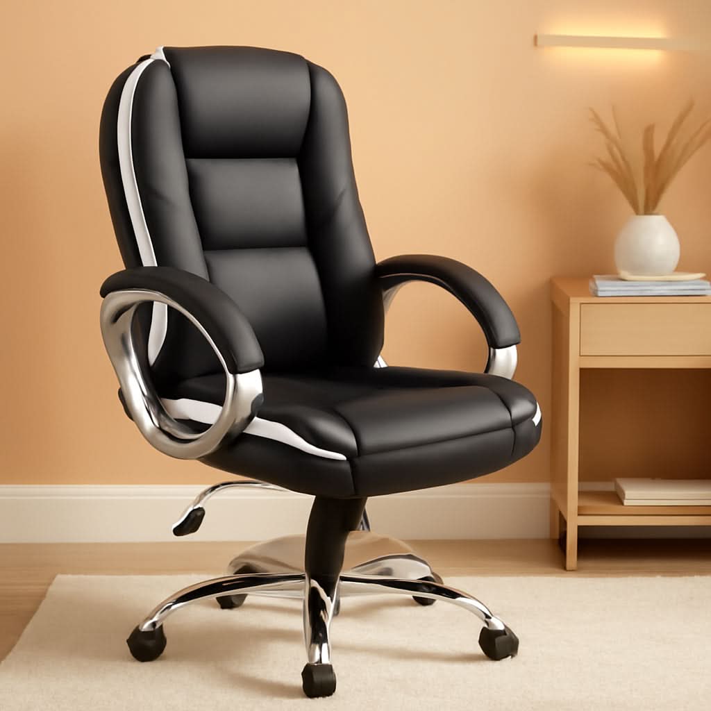 Black PU Leather Ergonomic Executive Office Chair - Platinum-Level Office Chairs